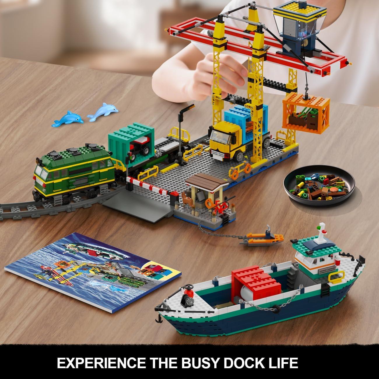 Set de Construcción HOGOKIDS City Wharf con Grúa y Barco 1373PCS