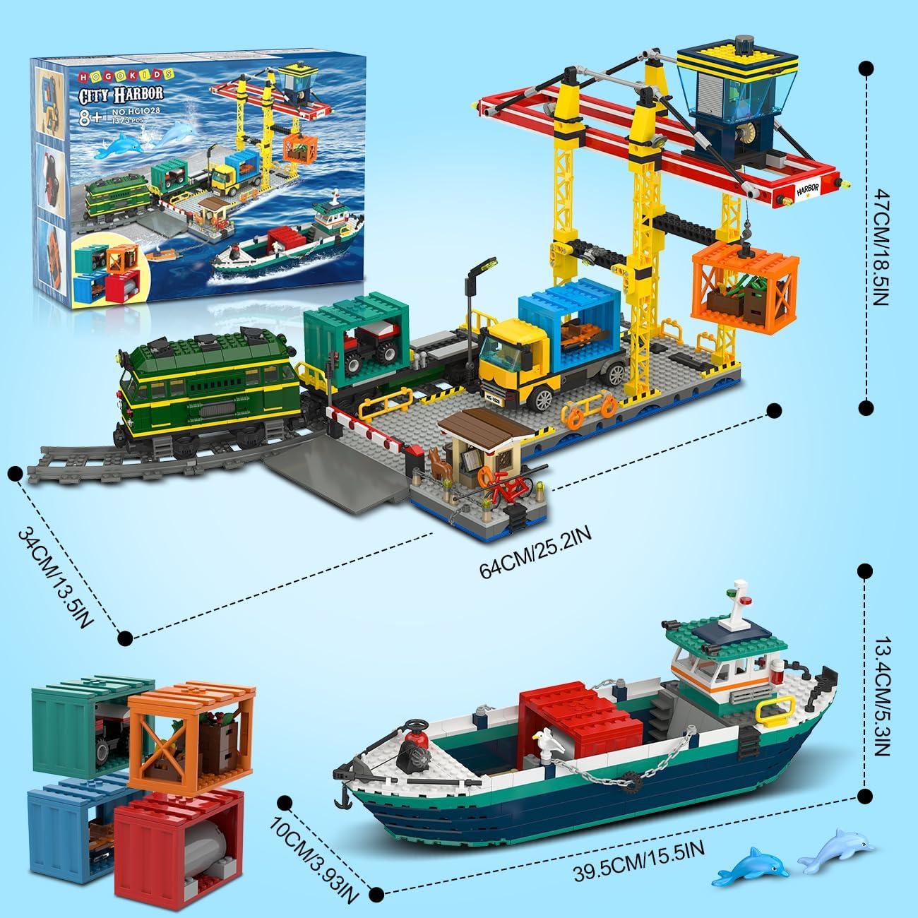 Set de Construcción HOGOKIDS City Wharf con Grúa y Barco 1373PCS