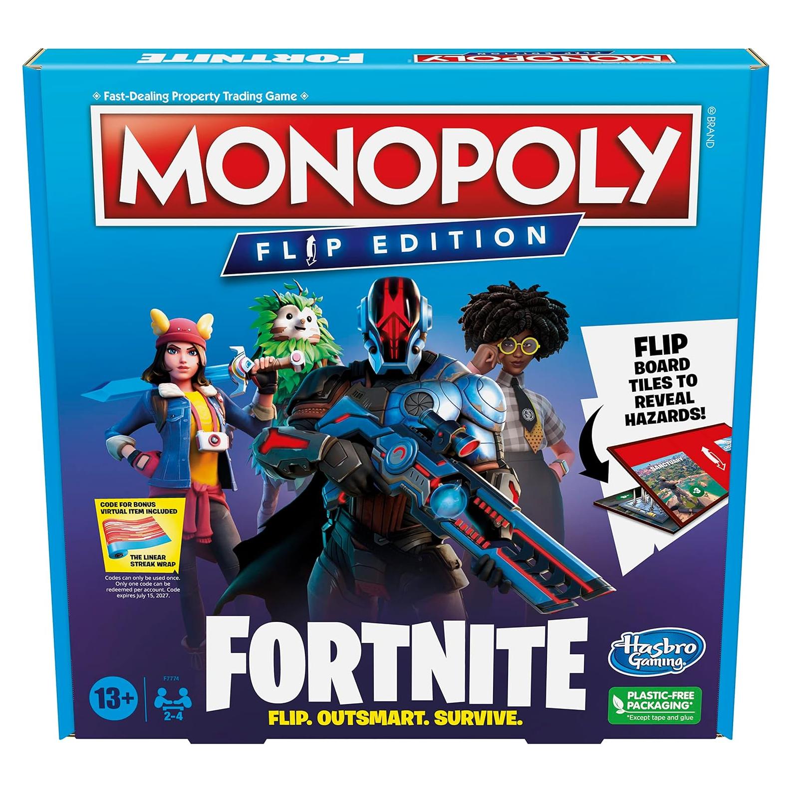 Juego de mesa Monopoly Flip Edition Fortnite Hasbro 2-4 jugadores