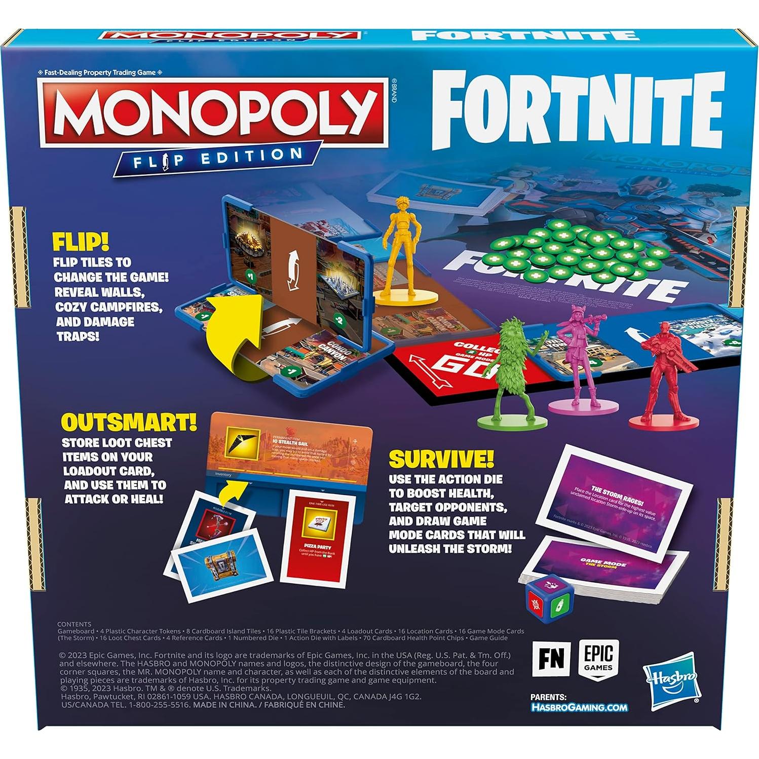 Juego de mesa Monopoly Flip Edition Fortnite Hasbro 2-4 jugadores