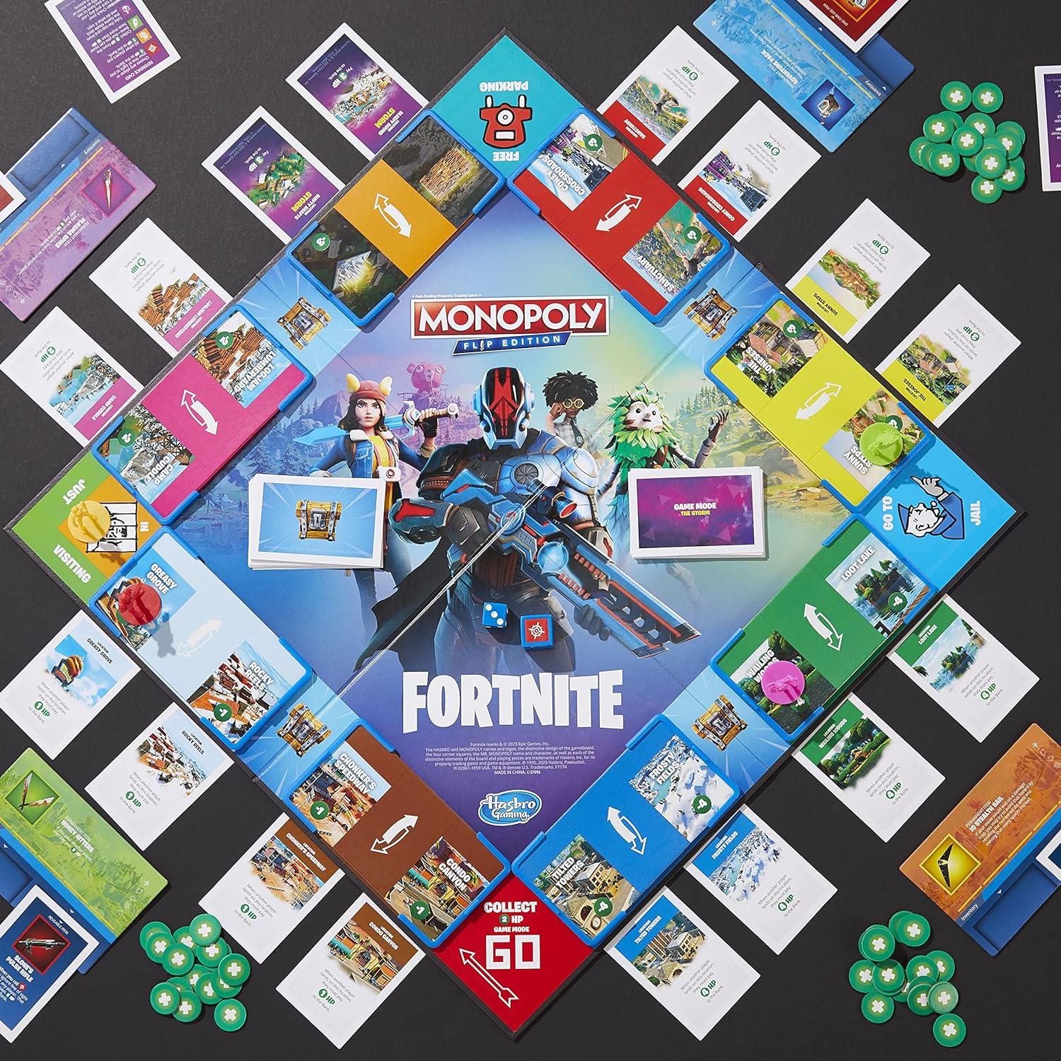 Juego de mesa Monopoly Flip Edition Fortnite Hasbro 2-4 jugadores