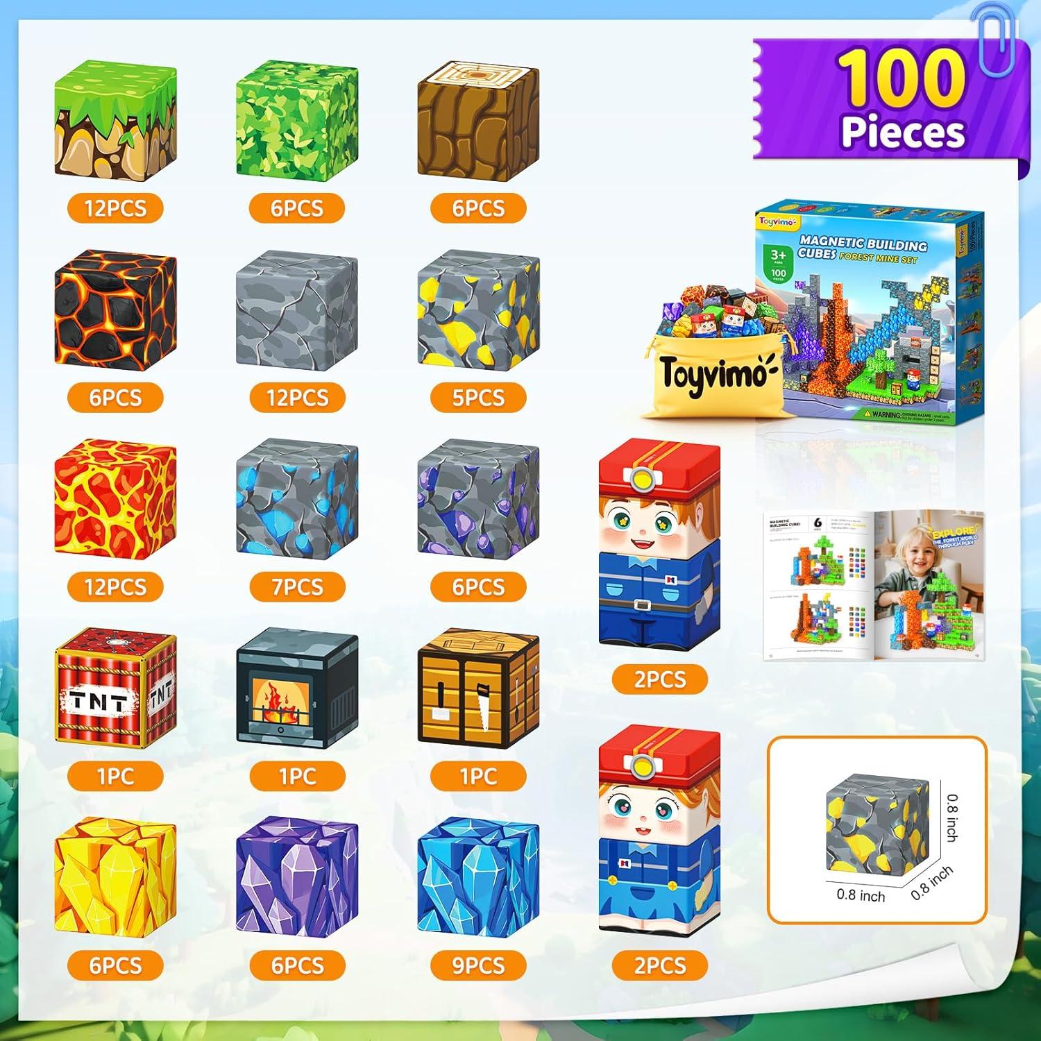 Bloques Magnéticos 100 Piezas Toyvimo Juguetes STEM 3-10 Años