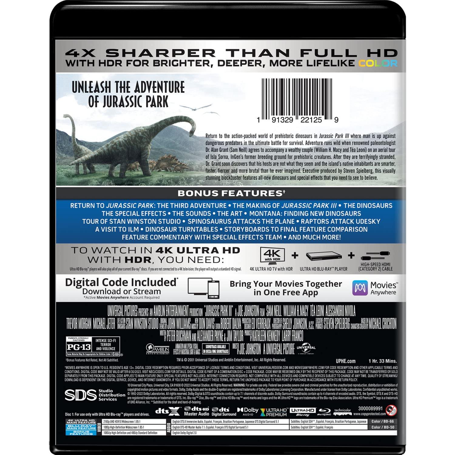 Jurassic Park III - 4K Ultra HD + Blu-ray + Digital - Universal