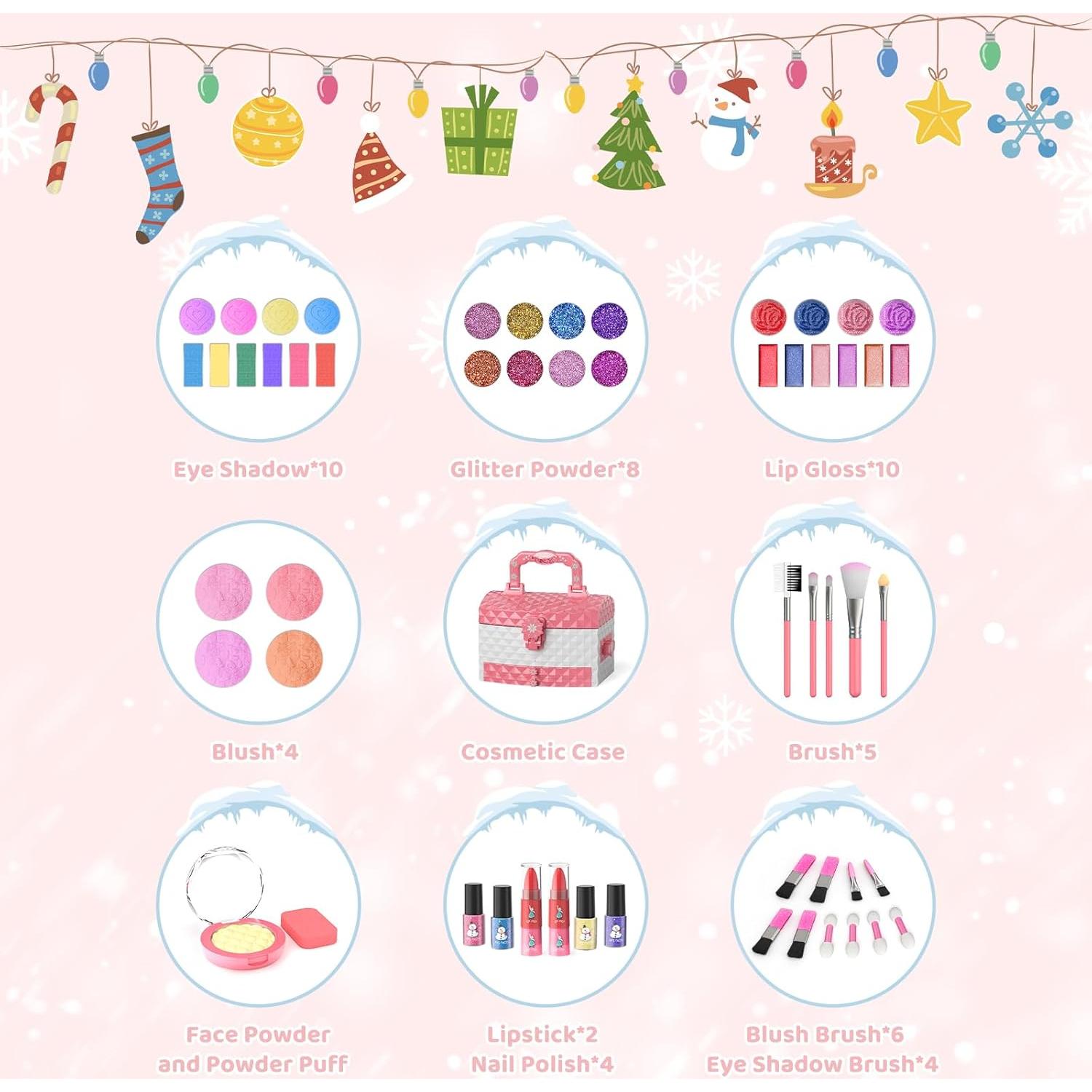 Juego de Maquillaje para Niñas GirlsHome 56 Pcs Rosa Frozen