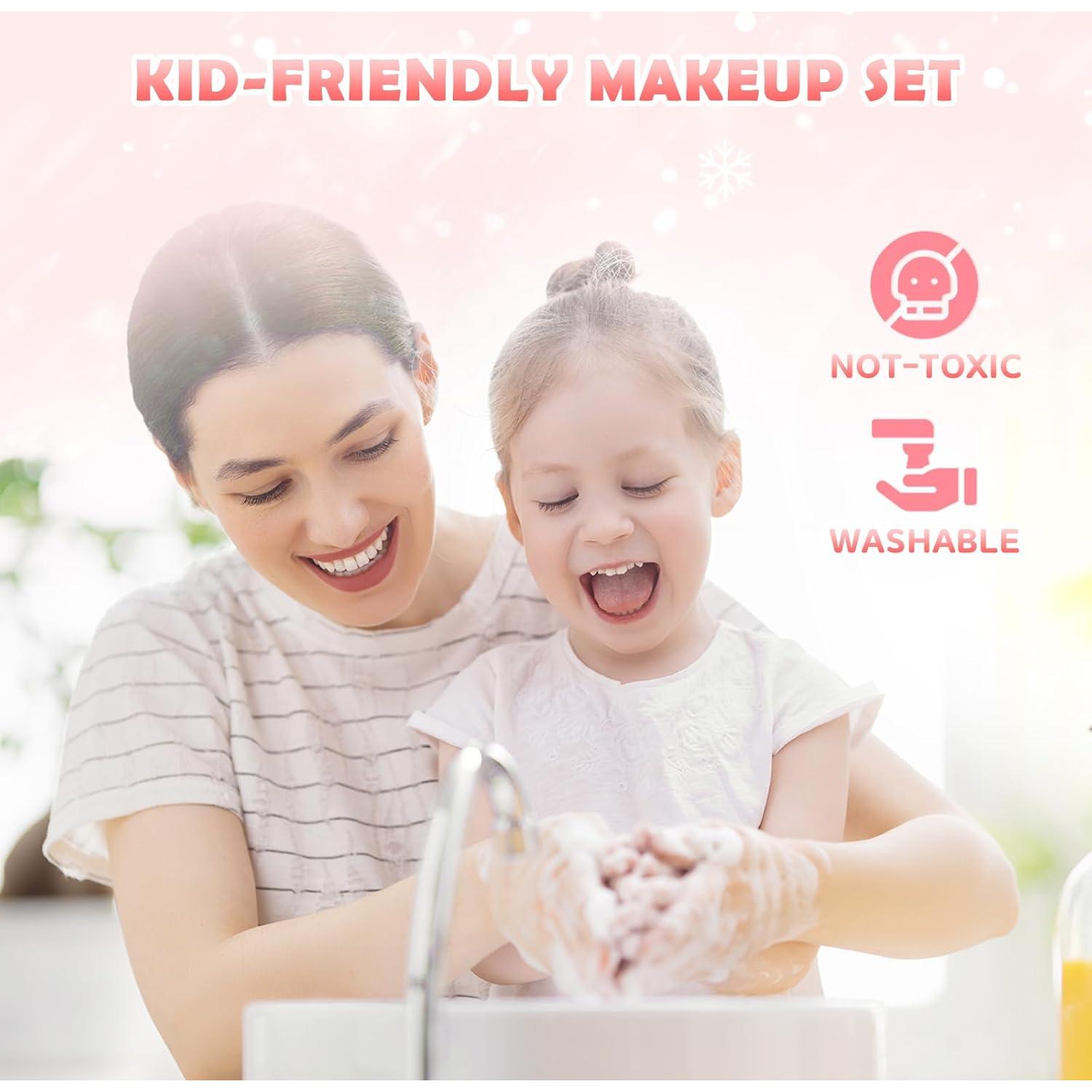 Juego de Maquillaje para Niñas GirlsHome 56 Pcs Rosa Frozen