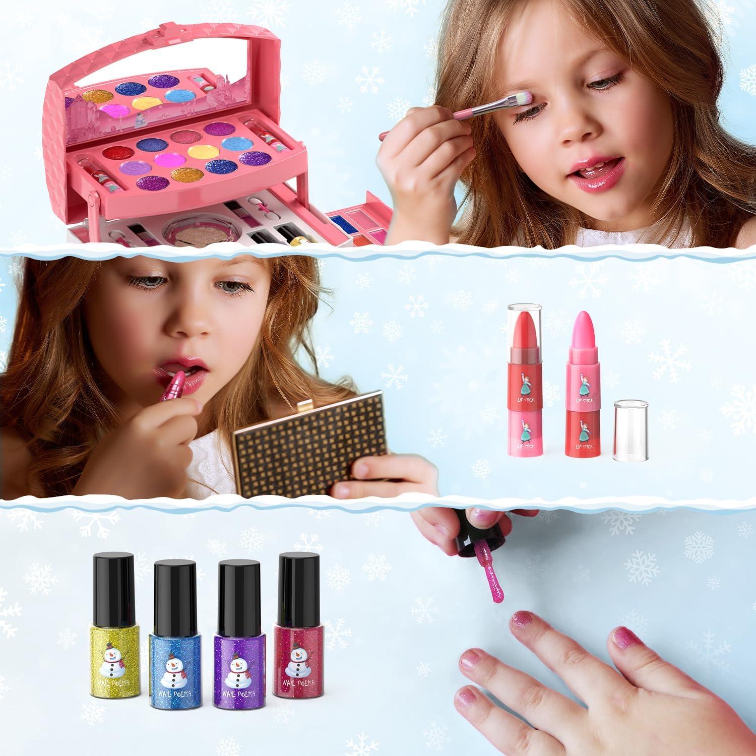 Juego de Maquillaje para Niñas GirlsHome 56 Pcs Rosa Frozen