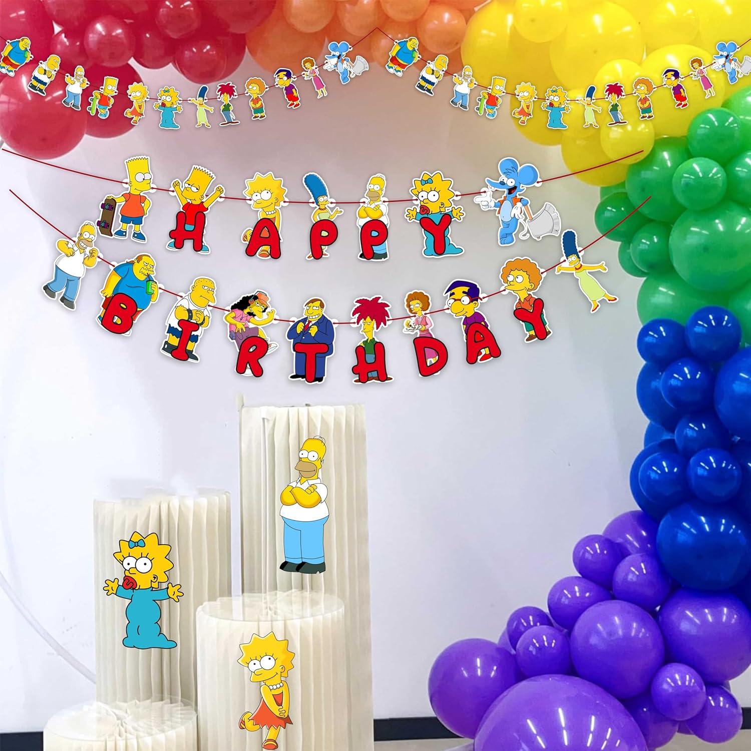 Suministros de Fiesta de Cumpleaños Brt Simpson - 1 Banner, 1 Adorno, 24 Cupcakes