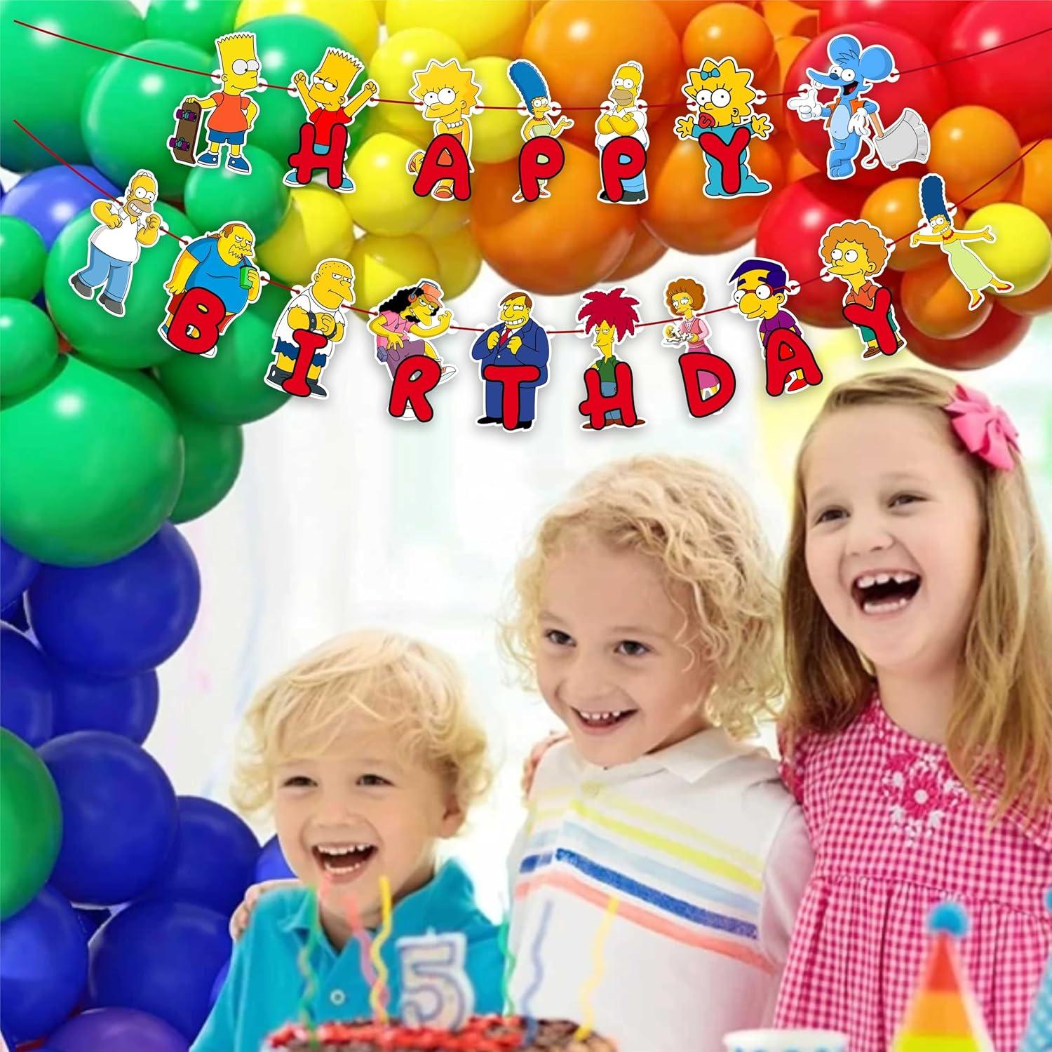 Suministros de Fiesta de Cumpleaños Brt Simpson - 1 Banner, 1 Adorno, 24 Cupcakes