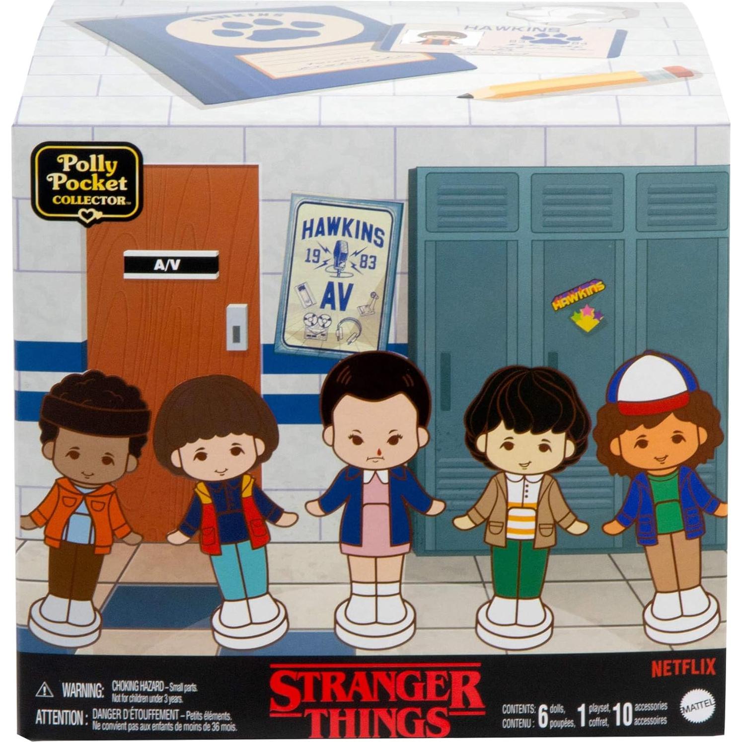 Juego de colección Polly Pocket Stranger Things con 6 muñecas y 10 accesorios
