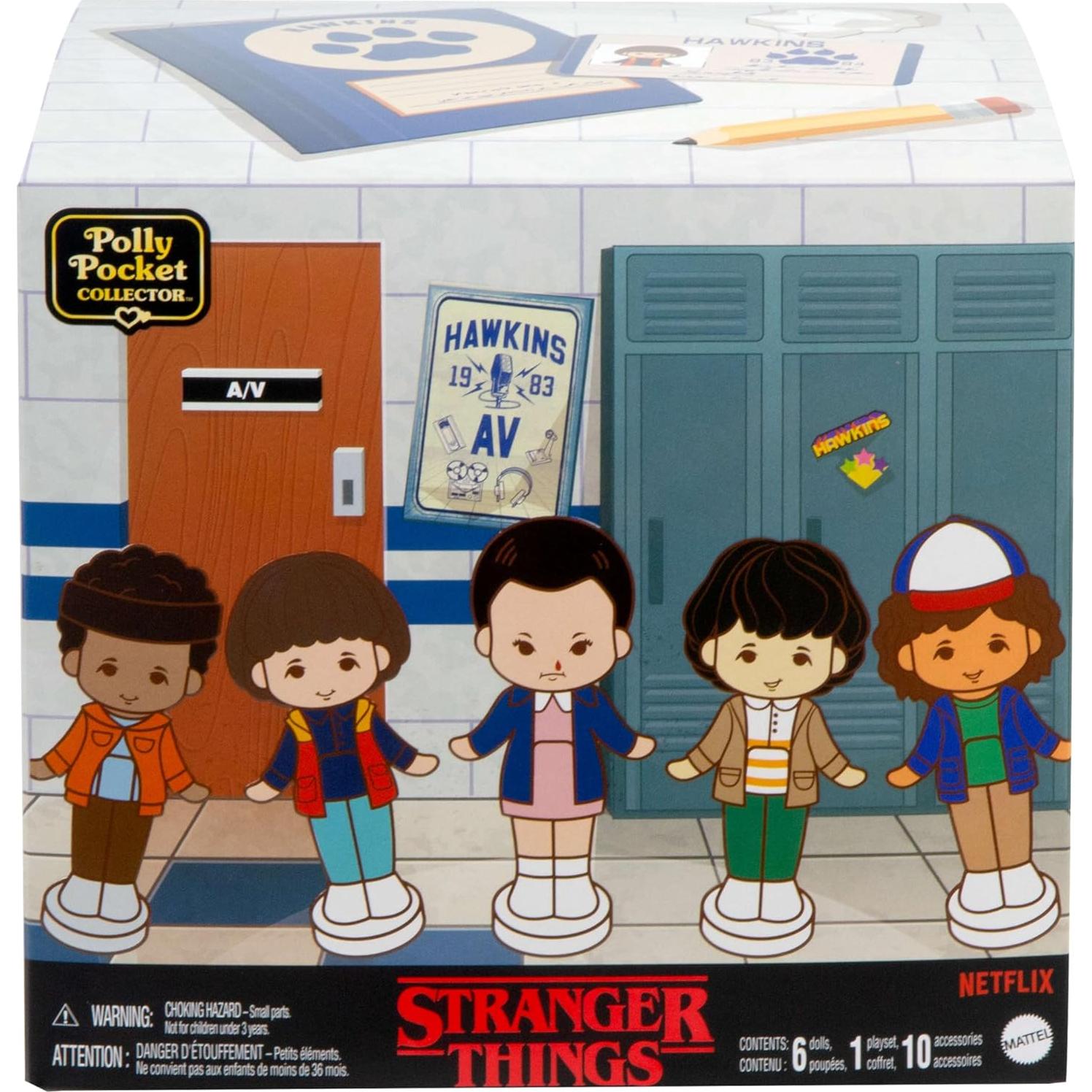 Juego de colección Polly Pocket Stranger Things con 6 muñecas y 10 accesorios