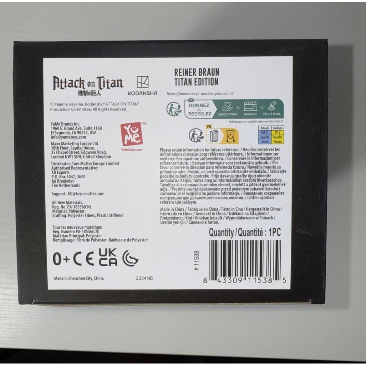 Figura de Colección Reiner Braun Yume - Ataque de los Titanes #30