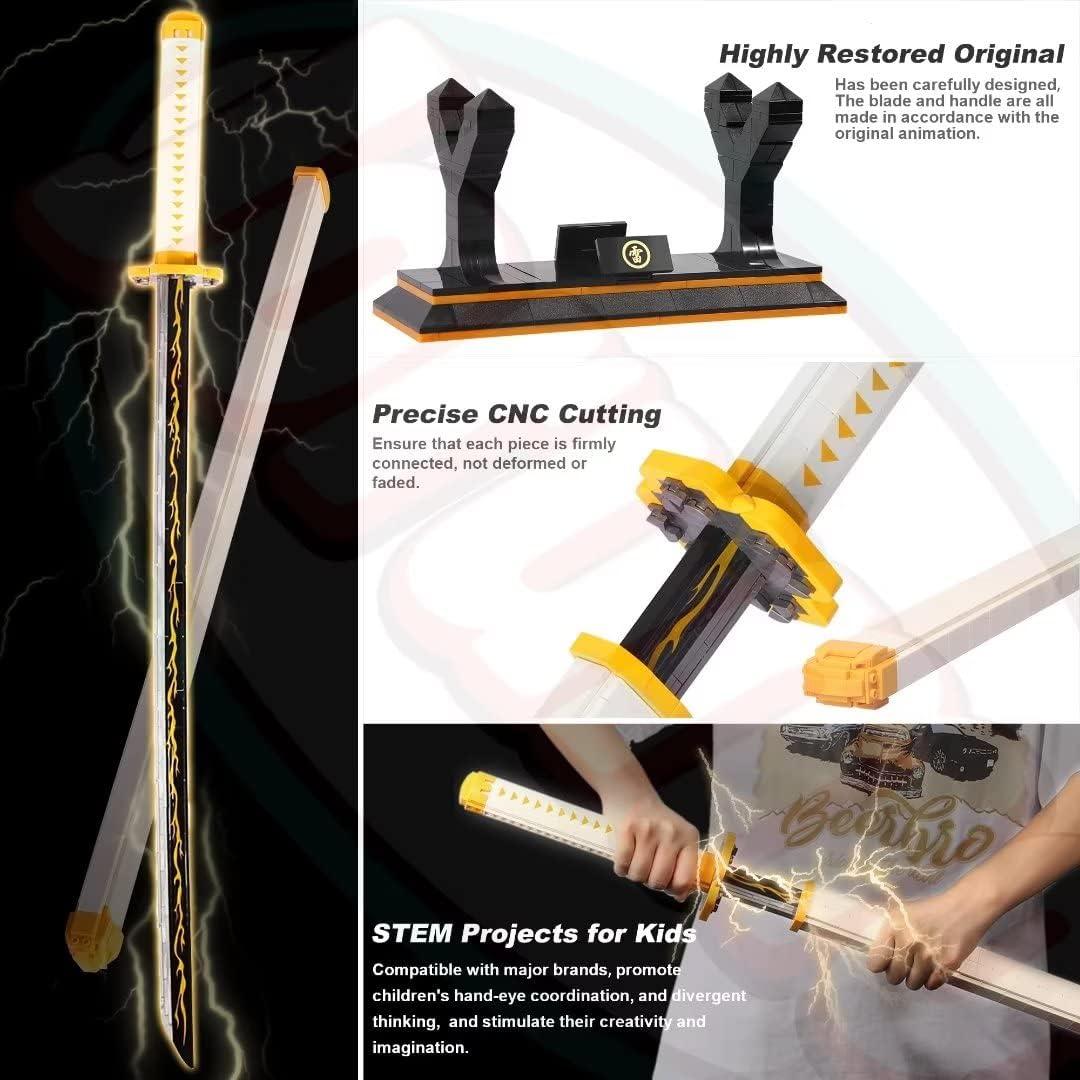 Conjunto de Espada Zenitsu Demon Slayer 99cm con Funda y Soporte