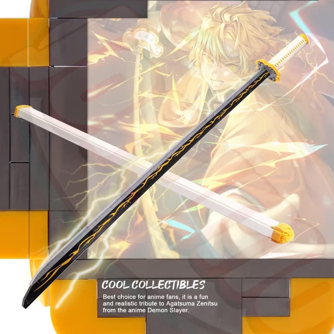 Conjunto de Espada Zenitsu Demon Slayer 99cm con Funda y Soporte