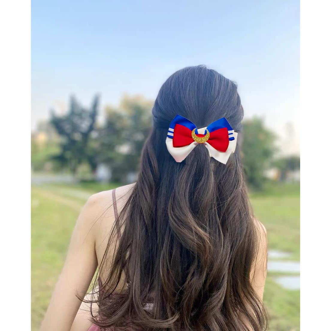 Lazos de Pelo Lunares - Conjunto de 2 Lazos de 9x6.5cm