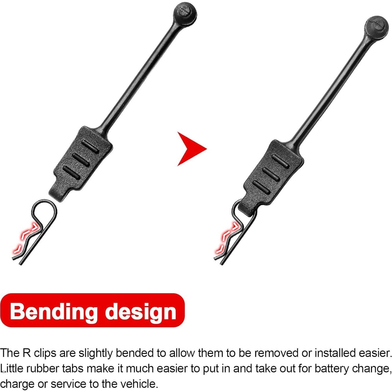 10 Clips de Carro RC AllinRC 0.7mm Varilla Universal 1/24 1/28