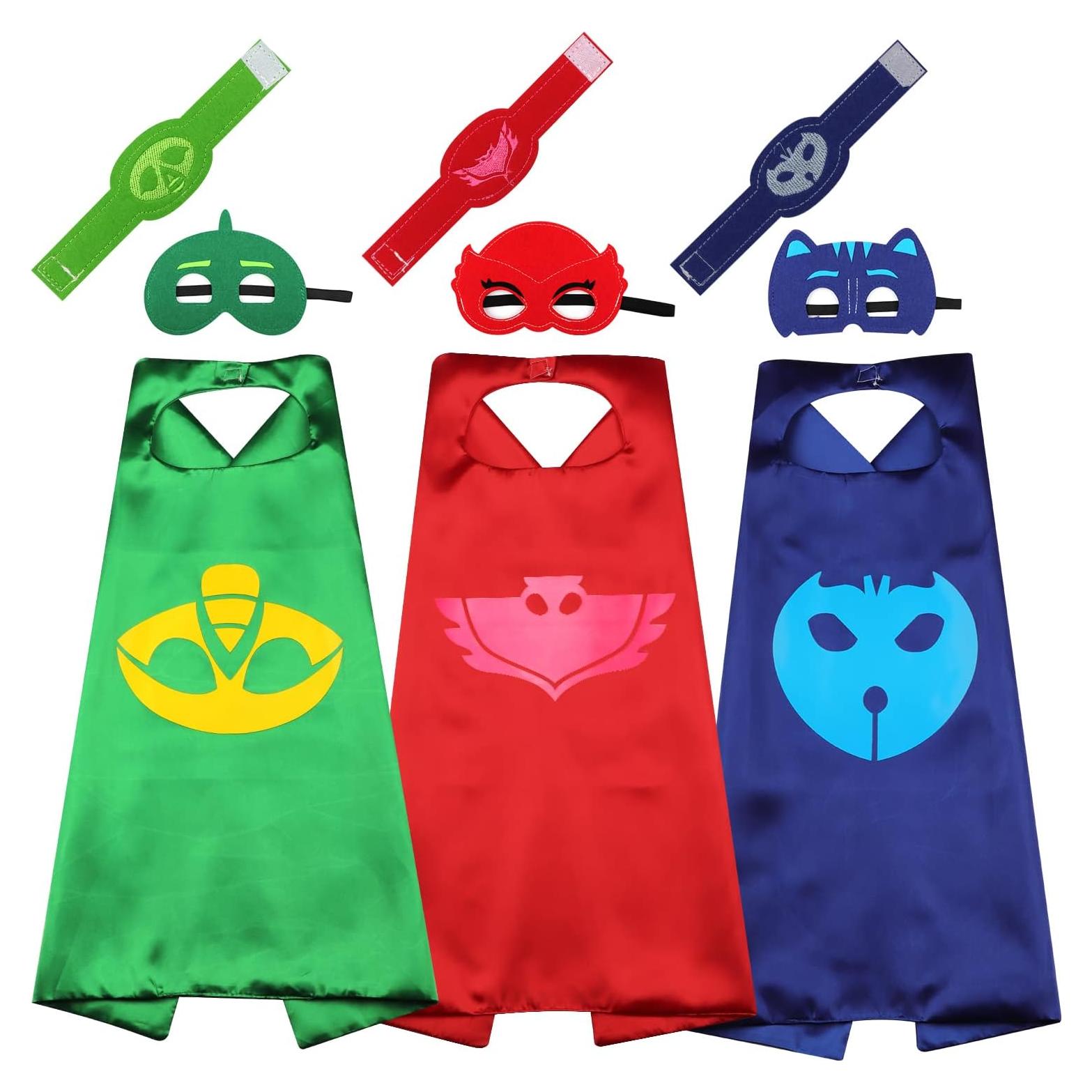 Capes de Superhéroe Maribus-FL con Máscaras y Pulseras - Niños 2-12 Años
