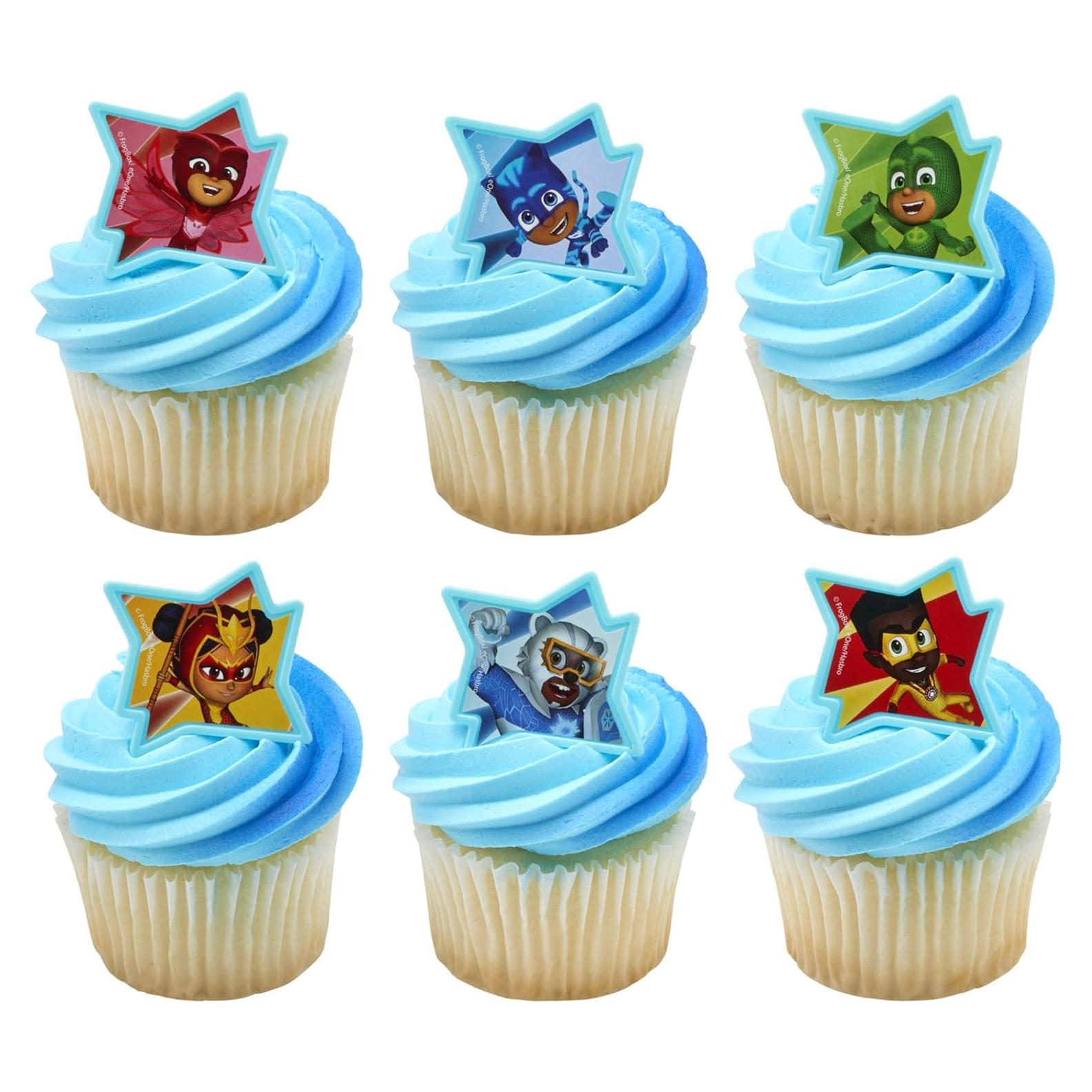 DecoPac Anillos para Cupcakes PJ Masks - 24 Piezas Seguras