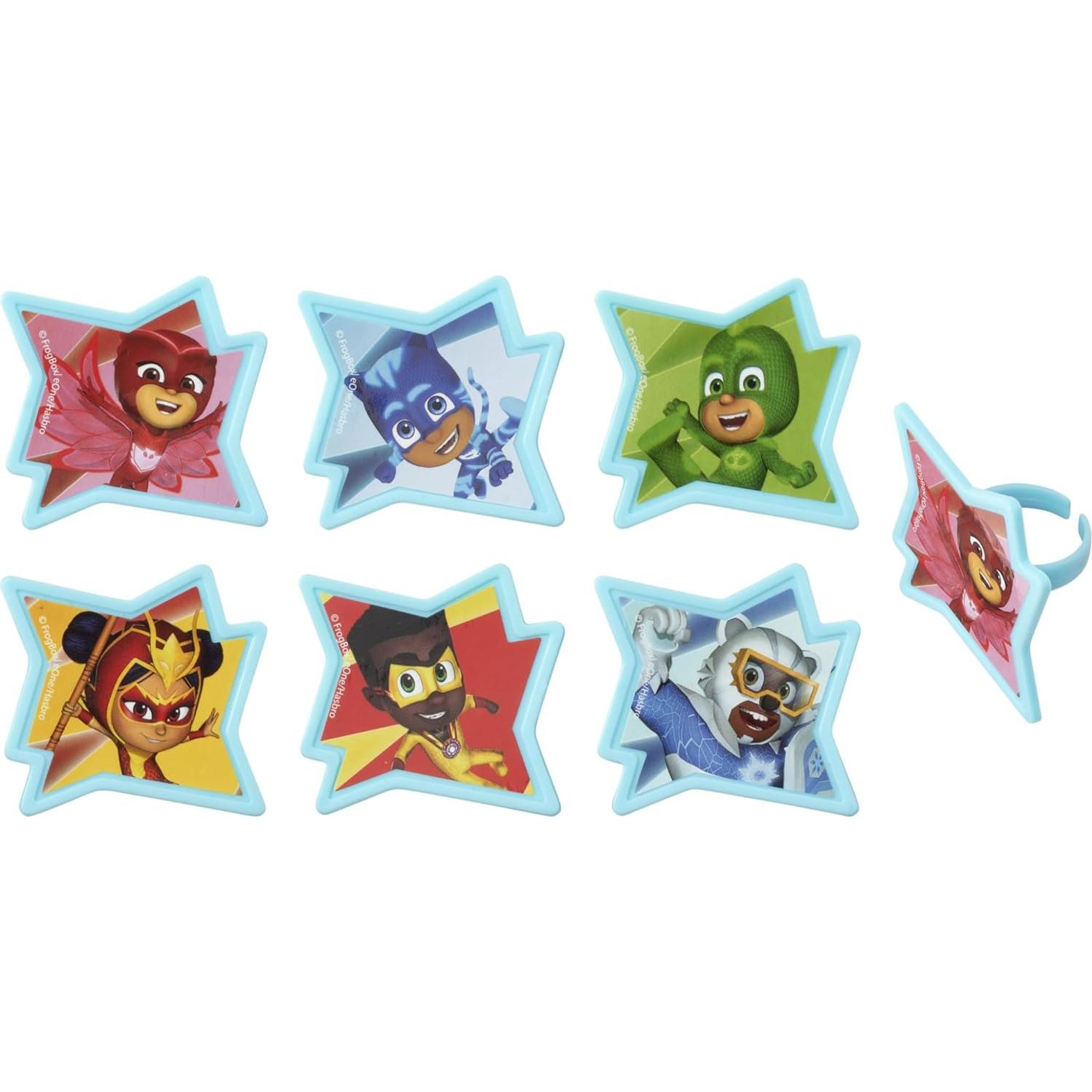 DecoPac Anillos para Cupcakes PJ Masks - 24 Piezas Seguras