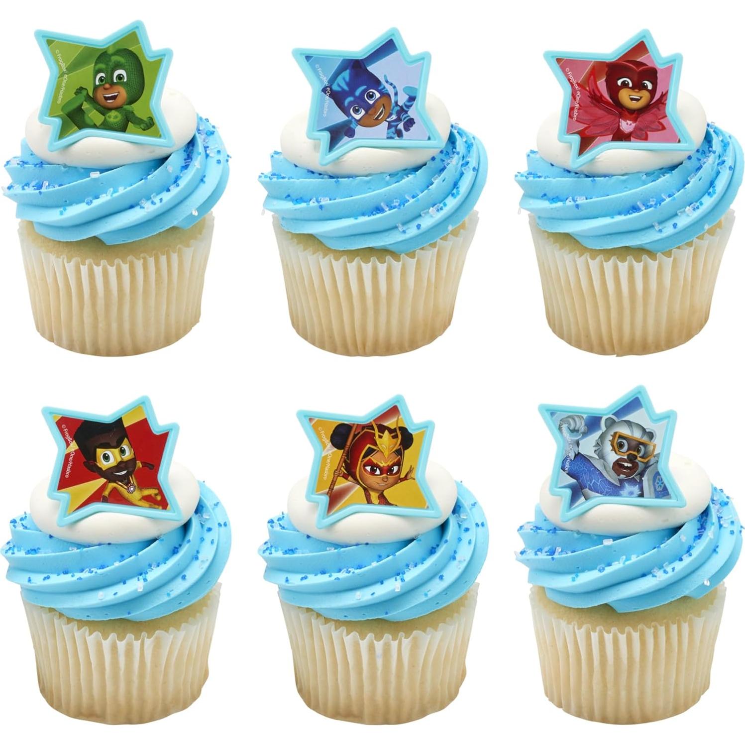 DecoPac Anillos para Cupcakes PJ Masks - 24 Piezas Seguras