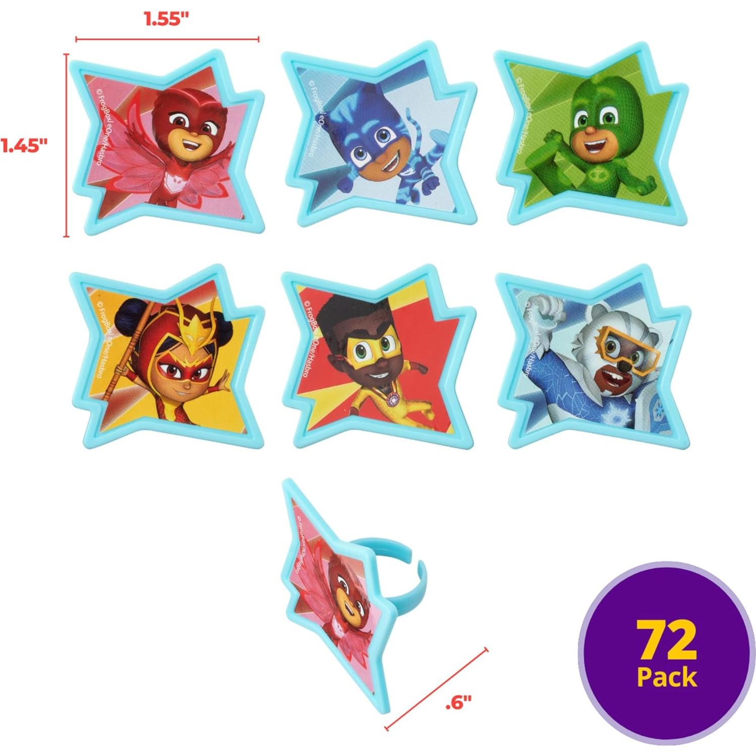 DecoPac Anillos para Cupcakes PJ Masks - 72 Adornos Aprobados