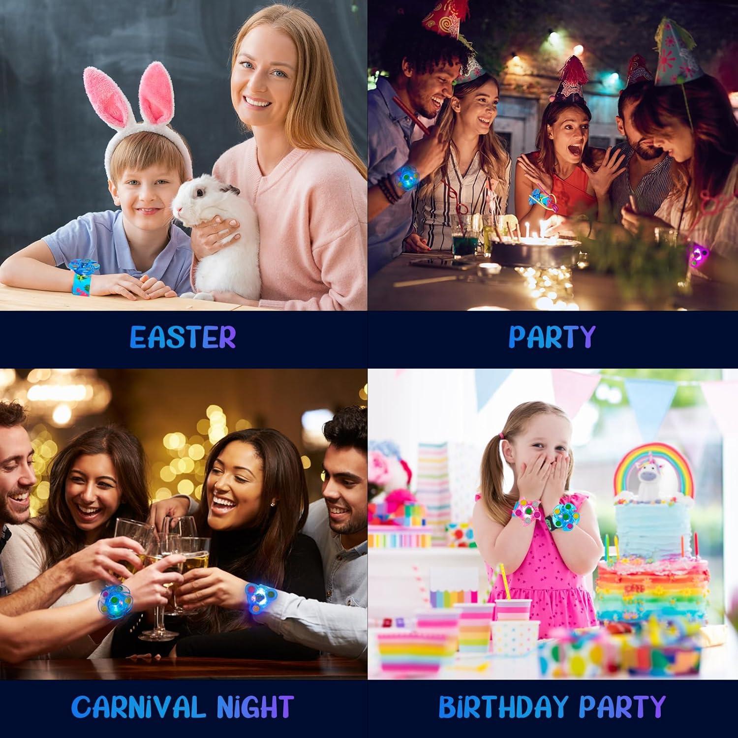 Juguete Giratorio Iluminado + 25 Pulseras Dinosaurio Efun