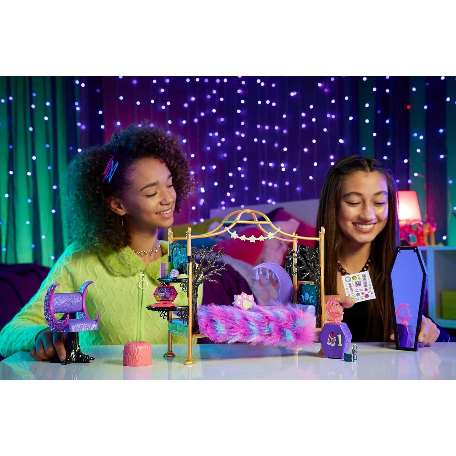 Juego de dormitorio Clawdeen Wolf Monster High con muebles y accesorios