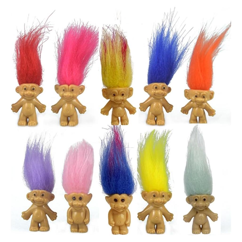 10 Muñecos Troll Vintage de PVC para Pasteles y Regalos