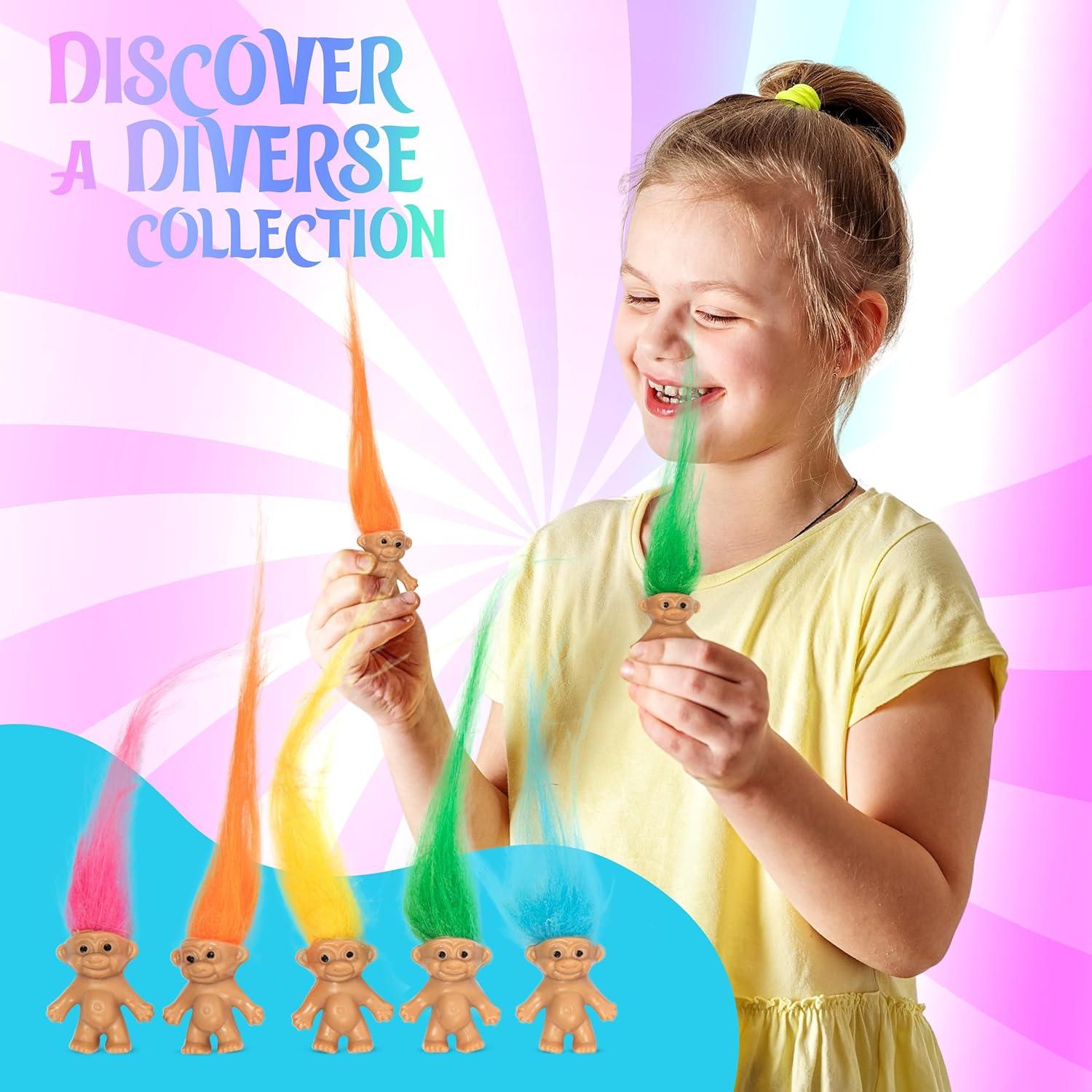 10 Muñecos Troll Miniatura Sparkle Pins - Decoración Pasteles