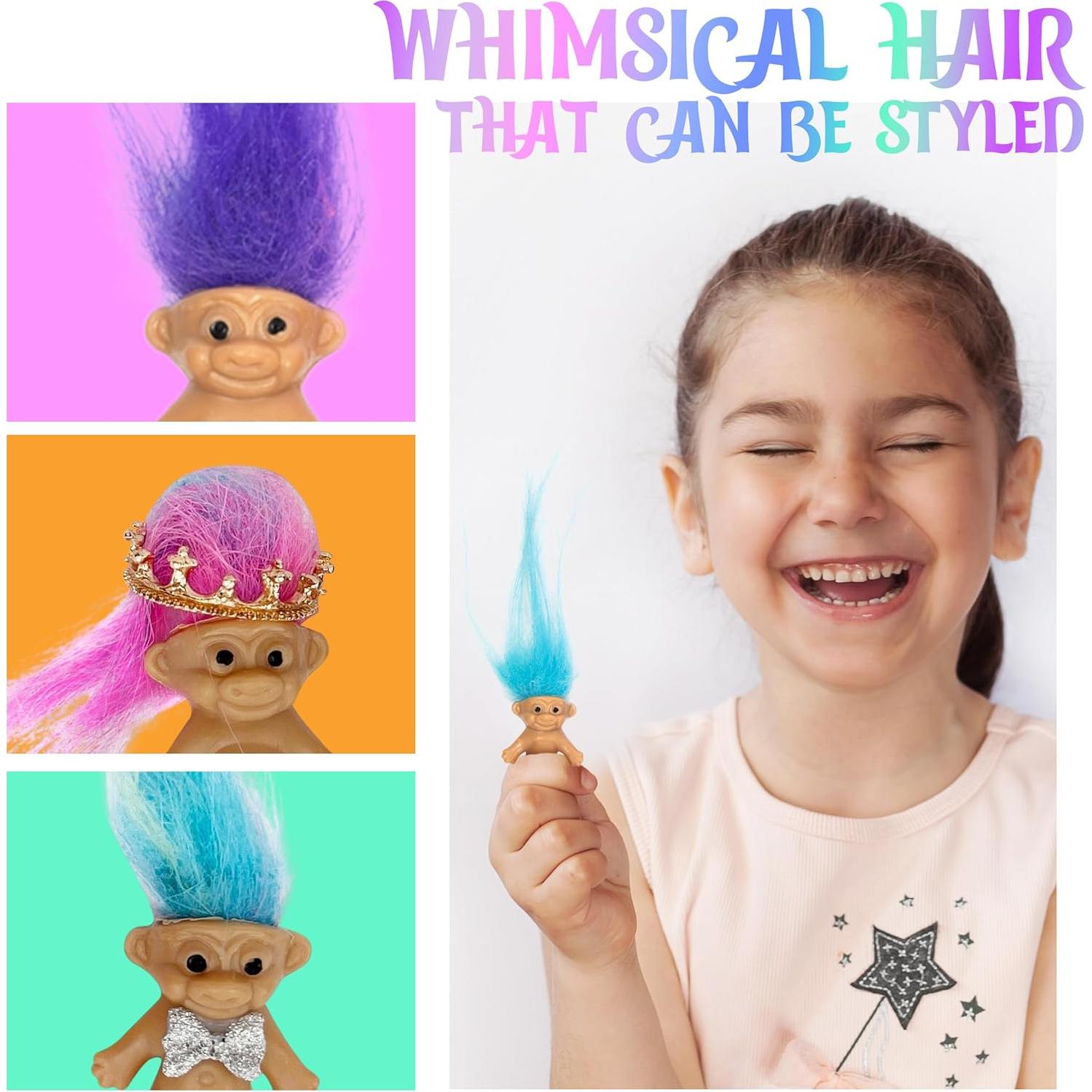 10 Muñecos Troll Miniatura Sparkle Pins - Decoración Pasteles