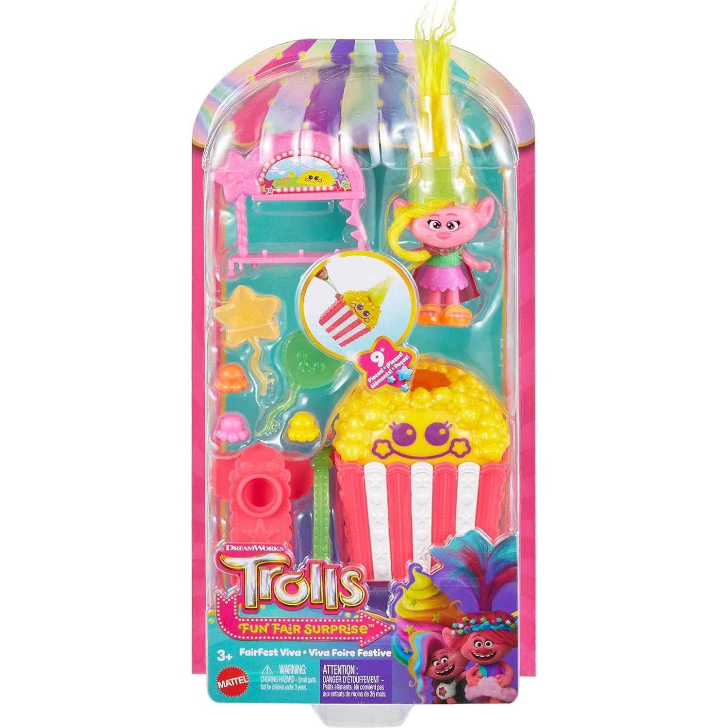 Muñeca pequeña Viva DreamWorks Trolls Fun Fair con 10 accesorios