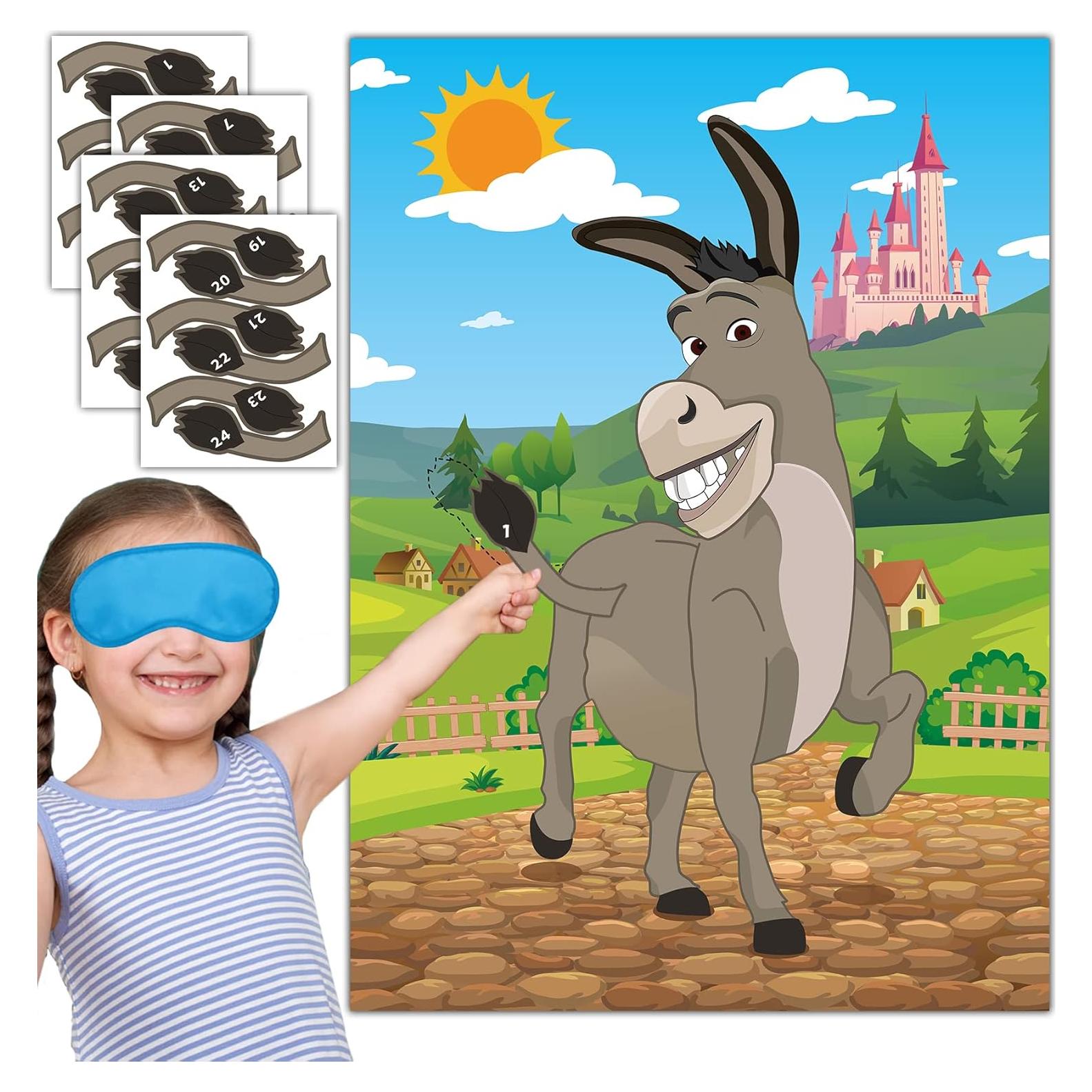 Juego Clavar la Cola al Burro Joy Bang con Pegatinas y Antifaz