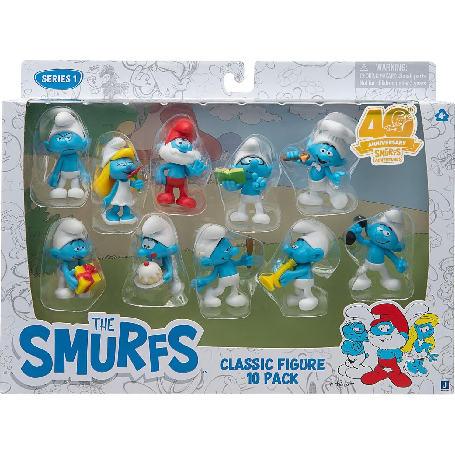 Paquete de 10 figuras clásicas Pitufos 40 Aniversario Jazwares