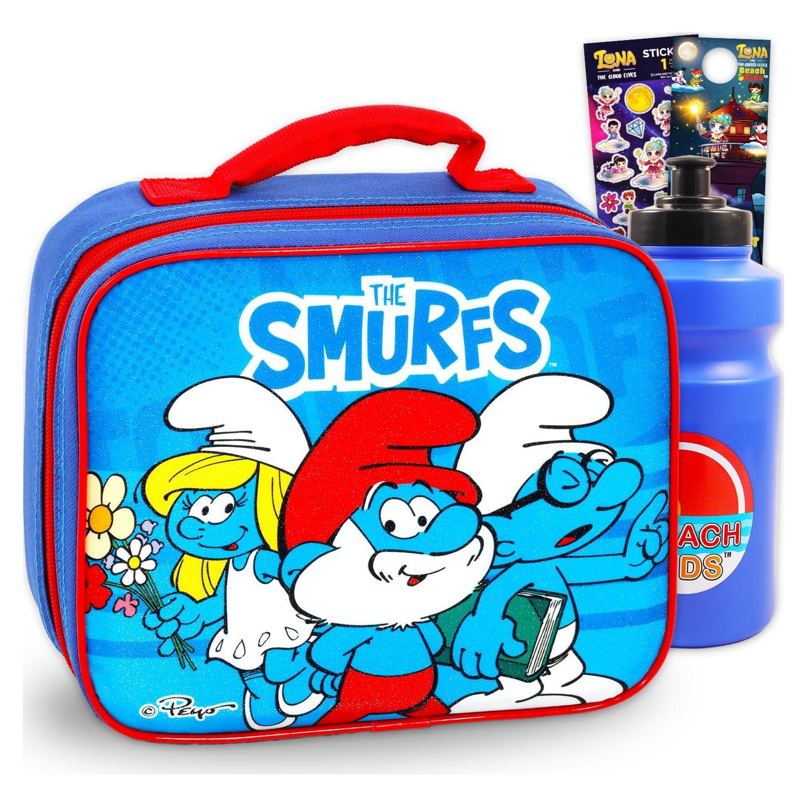 Set de Almuerzo Aislado Smurfs Peyo con Botella y Stickers