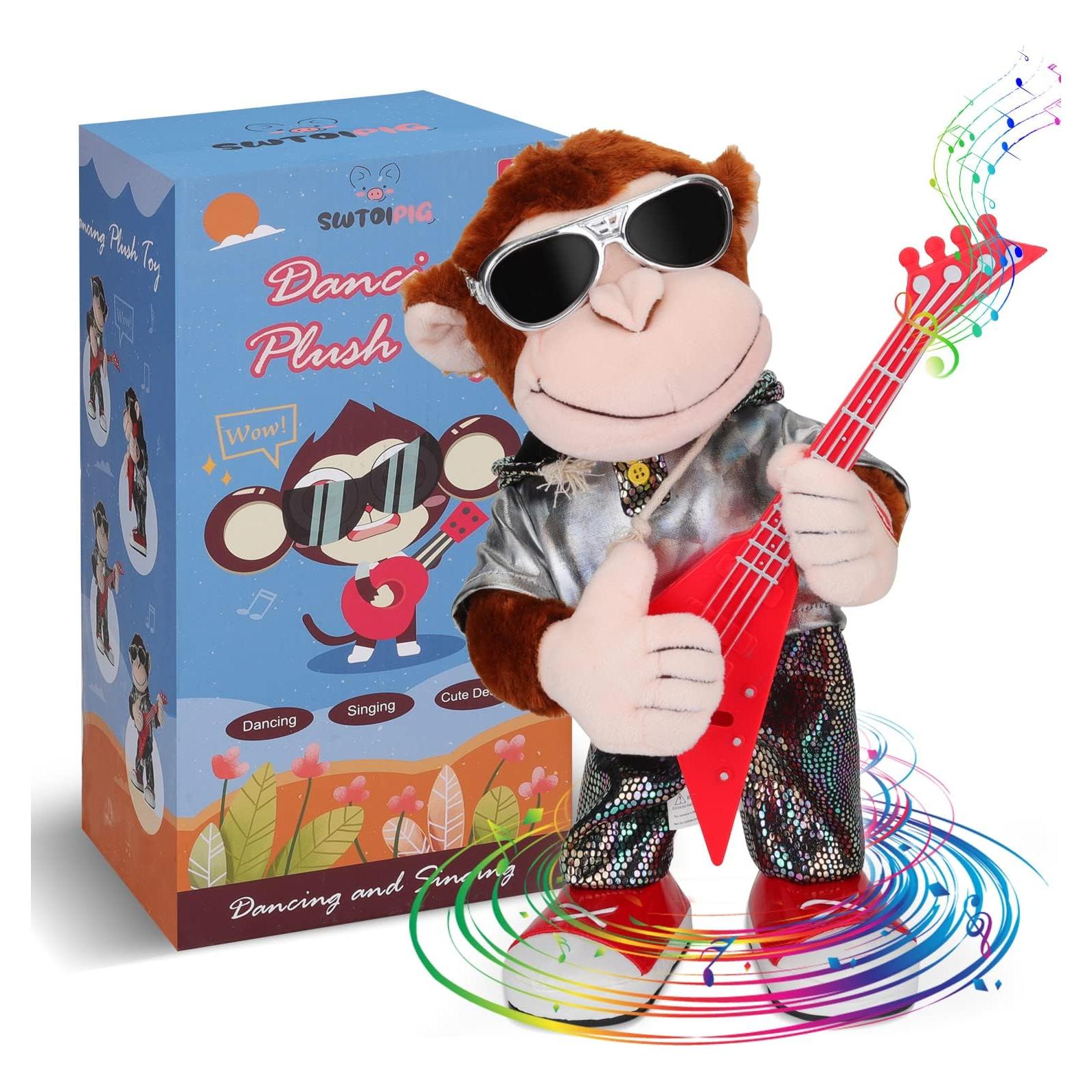 Juguete de Peluche Mono Bailarín SWTOIPIG con Guitarra 10cm