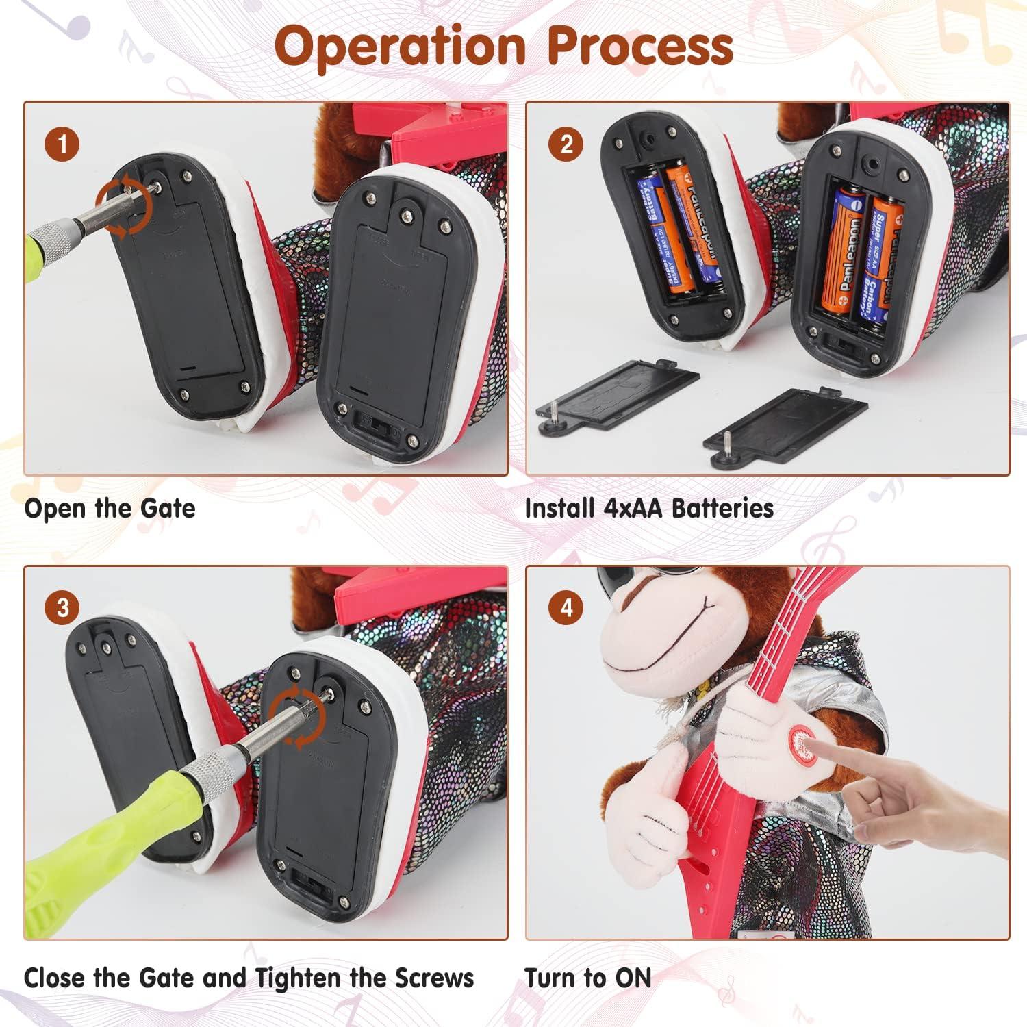 Juguete de Peluche Mono Bailarín SWTOIPIG con Guitarra 10cm