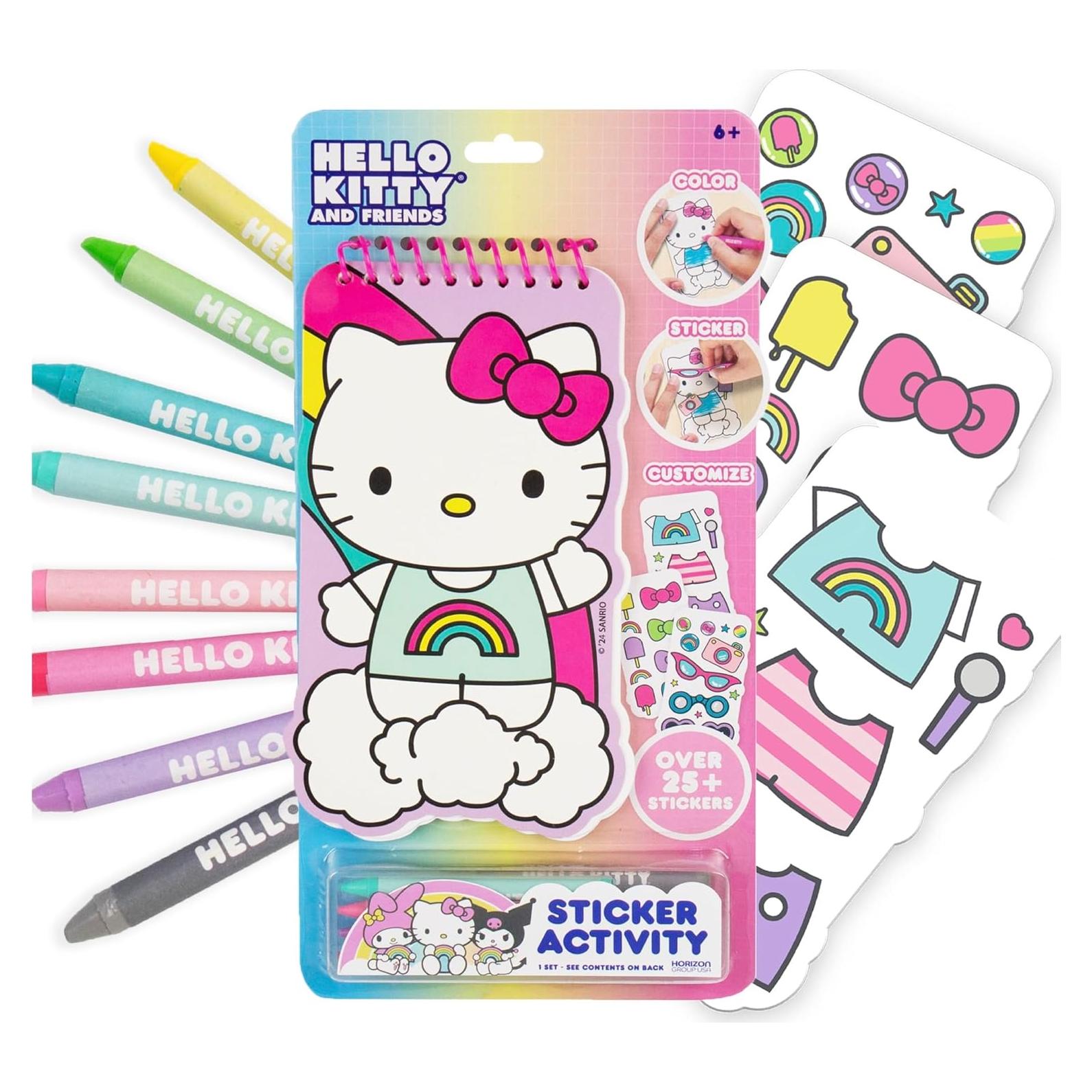 Libro de Colorear y Stickers Hello Kitty 2-en-1 con Crayones