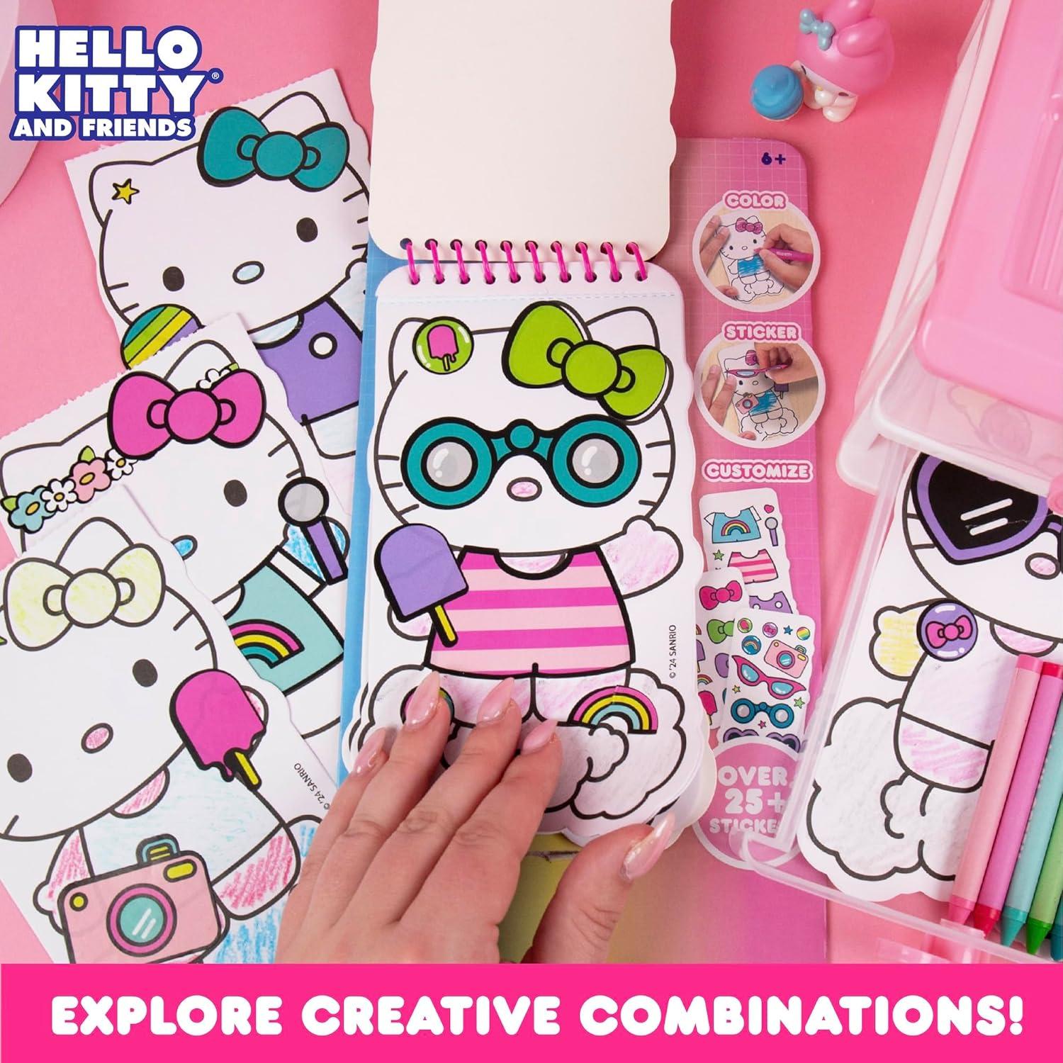 Libro de Colorear y Stickers Hello Kitty 2-en-1 con Crayones