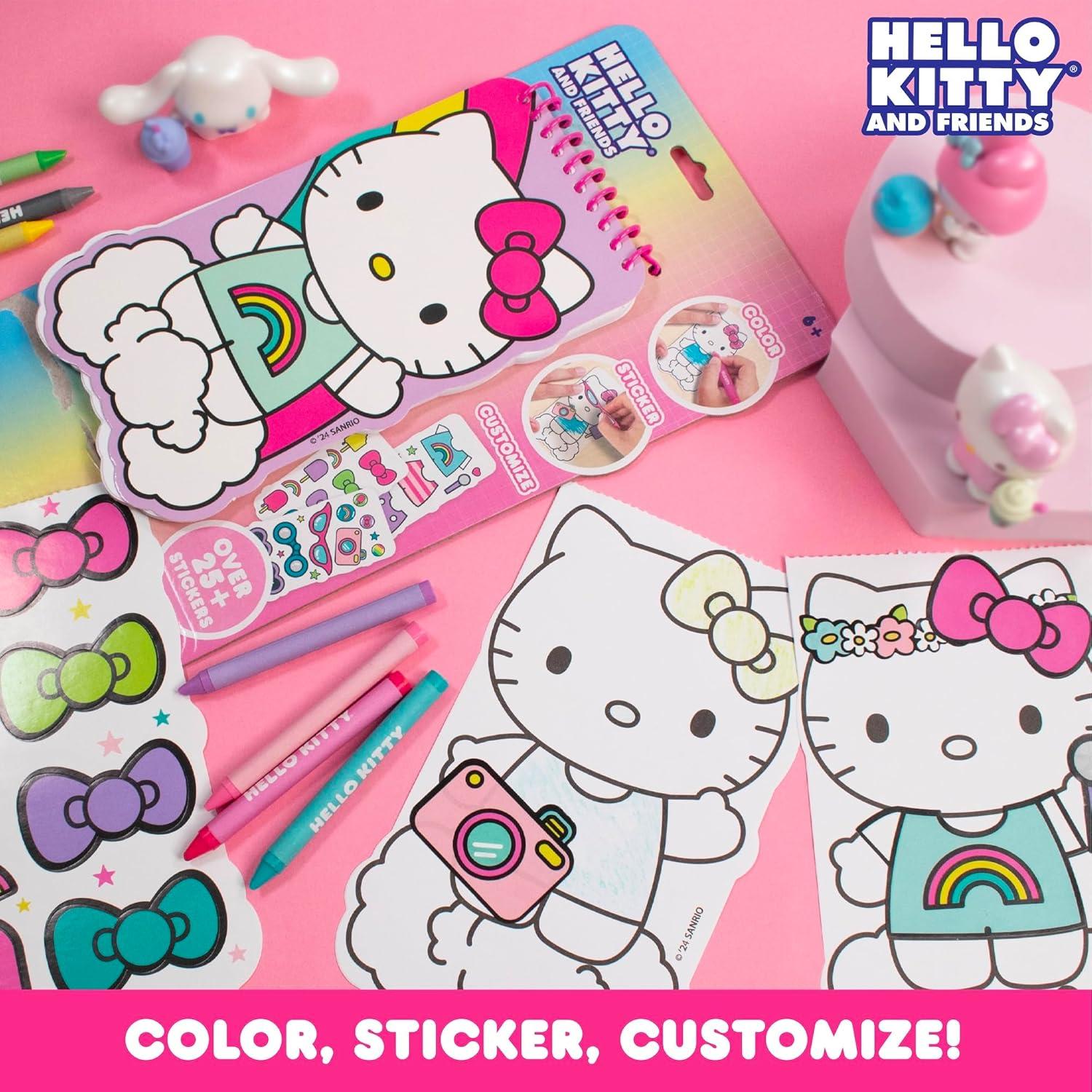 Libro de Colorear y Stickers Hello Kitty 2-en-1 con Crayones