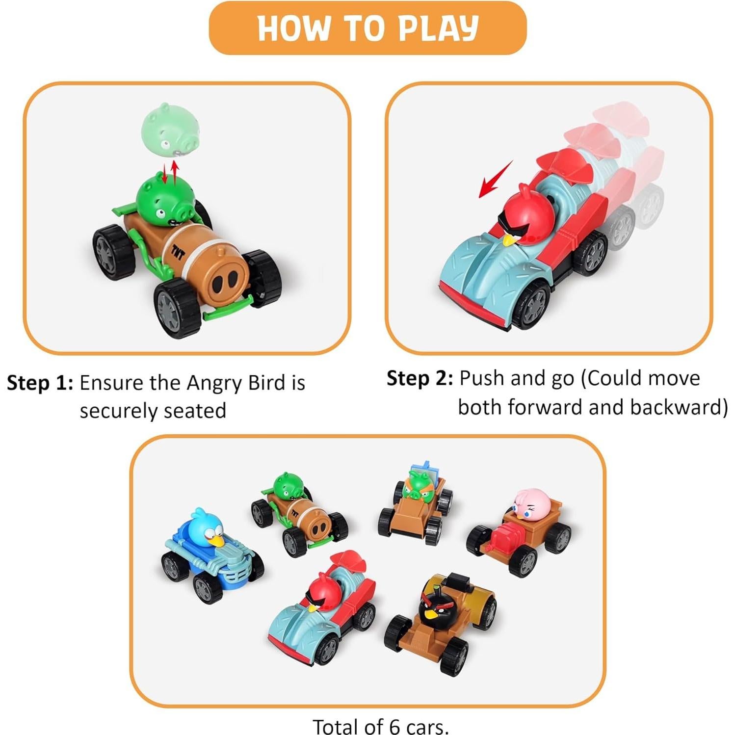 Juego de Juguetes Coleccionables Angry Birds Go - 6 Coches