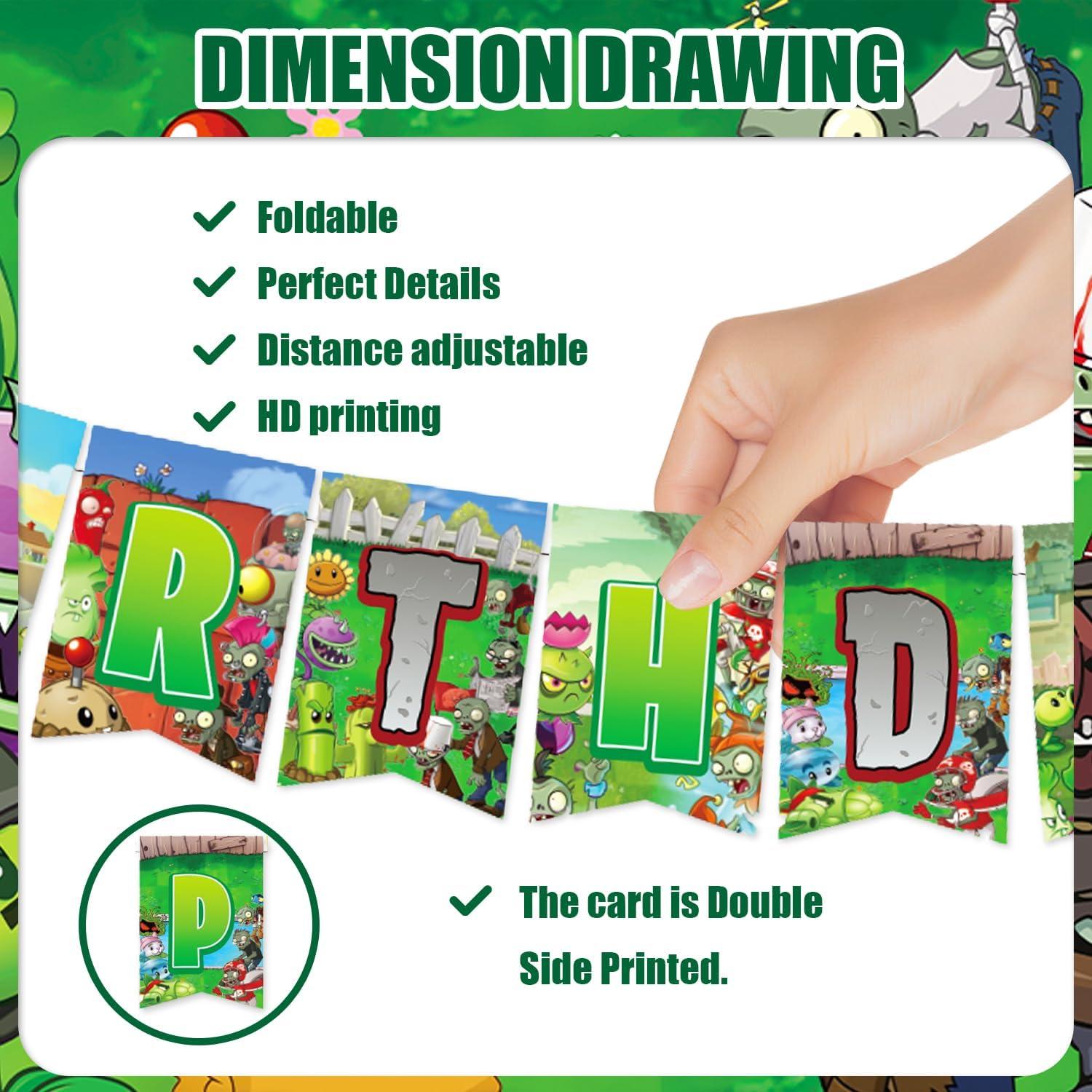 Suministros Fiesta Plantas Zombies 42 Piezas - Banner, Globos, Adorno