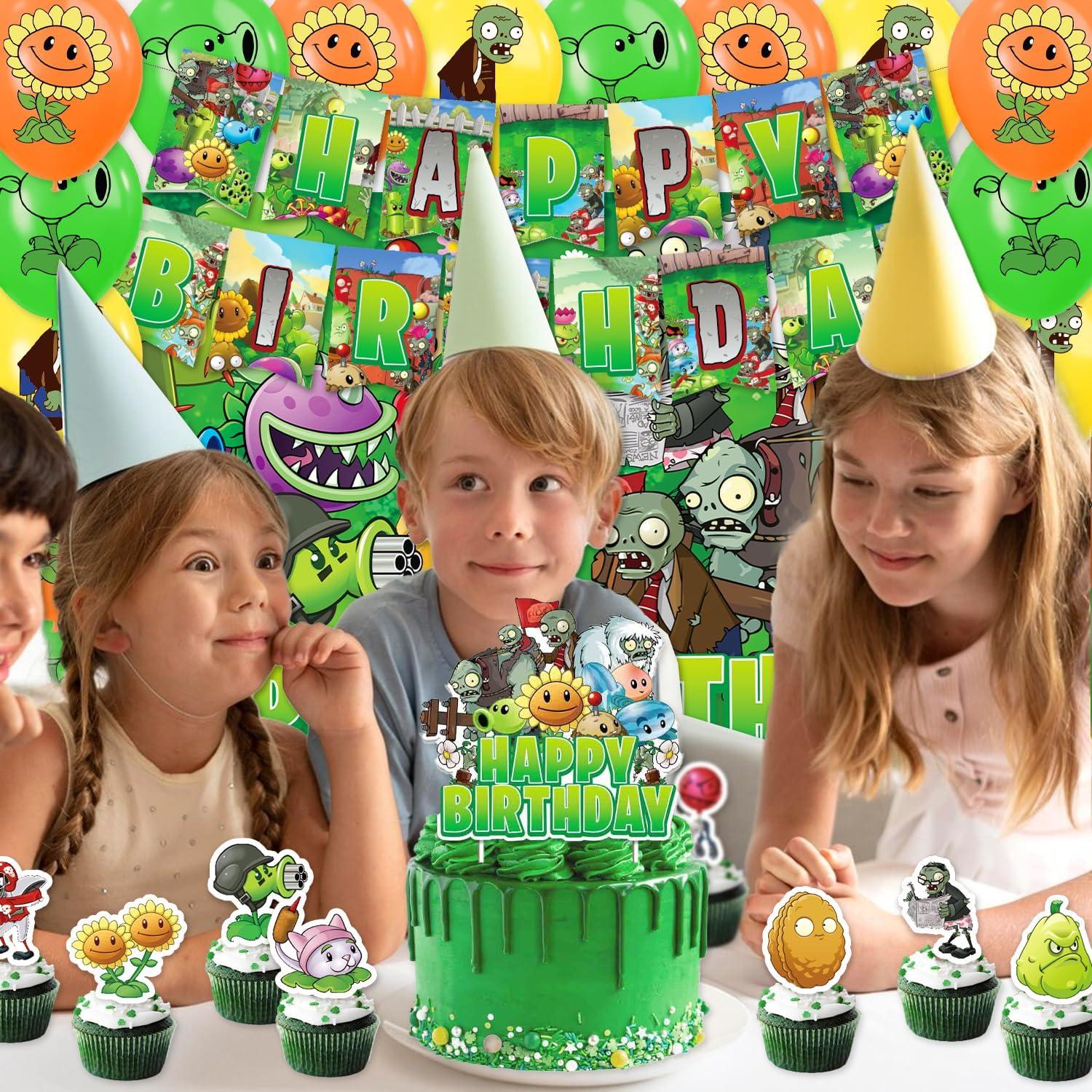 Suministros Fiesta Plantas Zombies 42 Piezas - Banner, Globos, Adorno