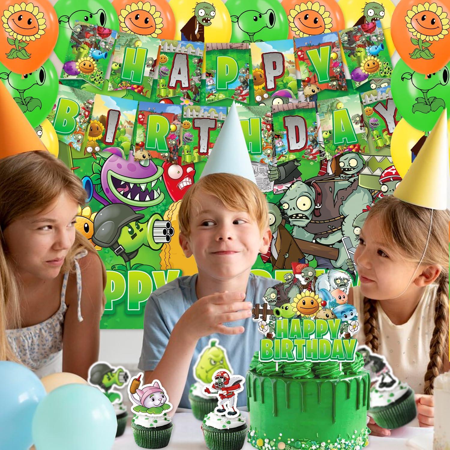 Suministros Fiesta Plantas Zombies 42 Piezas - Banner, Globos, Adorno