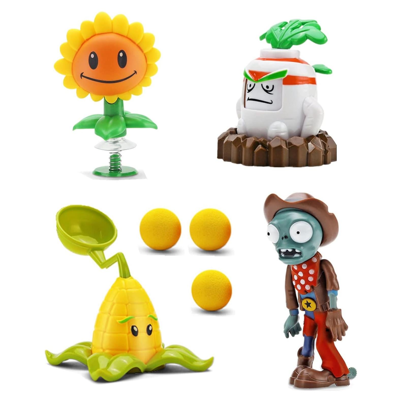 Juguetes de Plantas y Zombies JHESAO 4 PCS Figuras de Acción