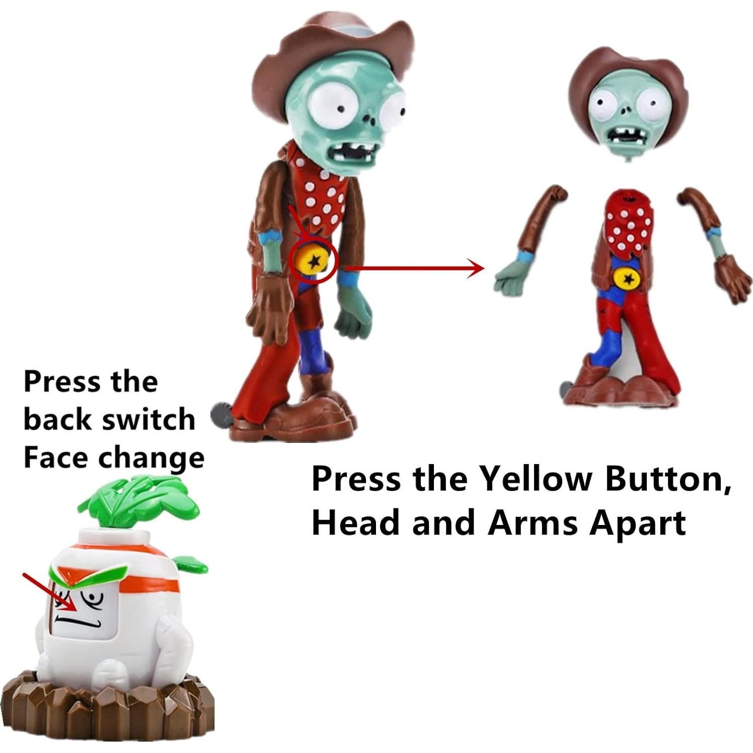 Juguetes de Plantas y Zombies JHESAO 4 PCS Figuras de Acción