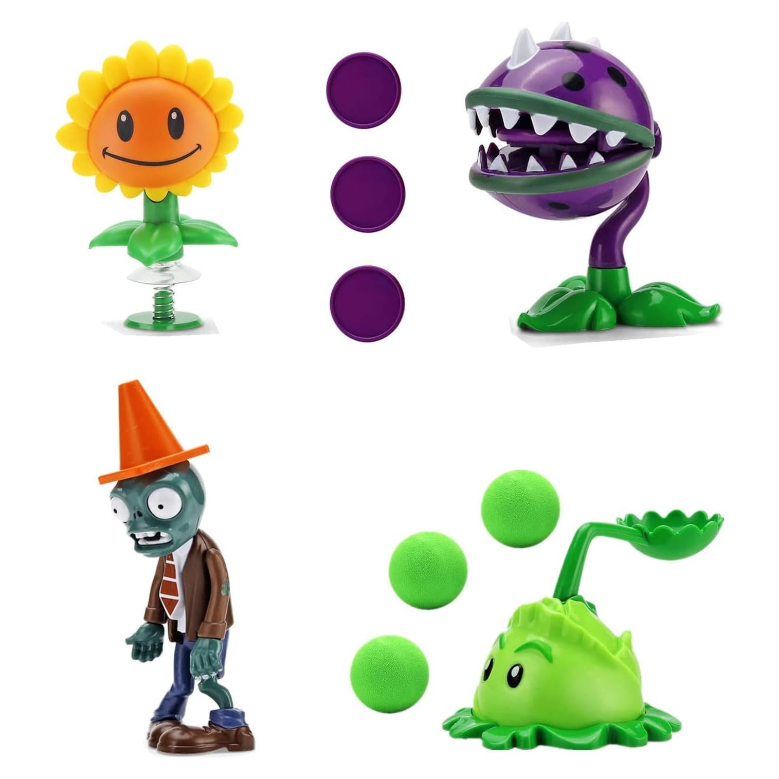 Juguetes de Plantas y Zombies JHESAO 4 Figuras de Acción