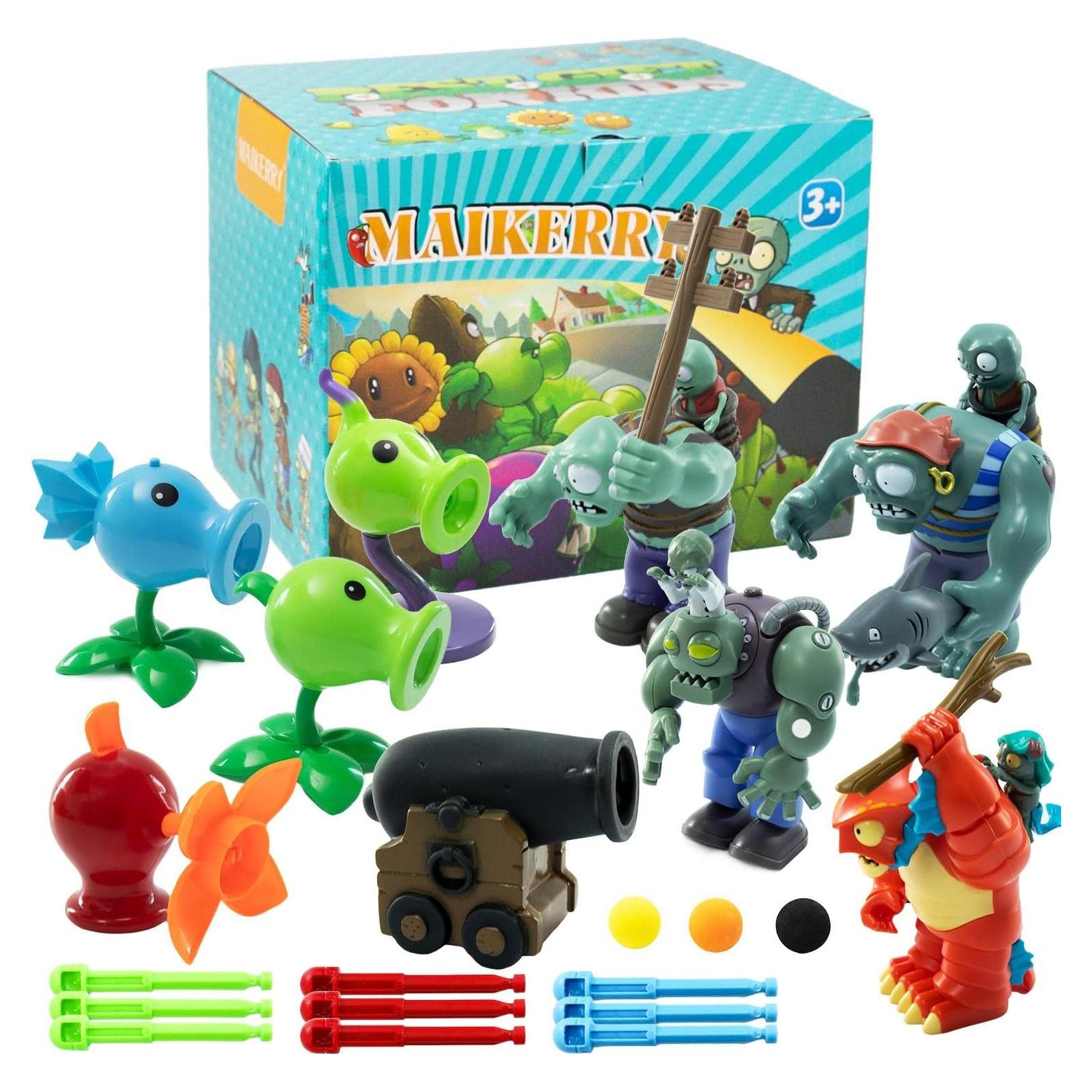 Set de Juguetes Plantas y Zombies Maikerry 9 Piezas con Mapa
