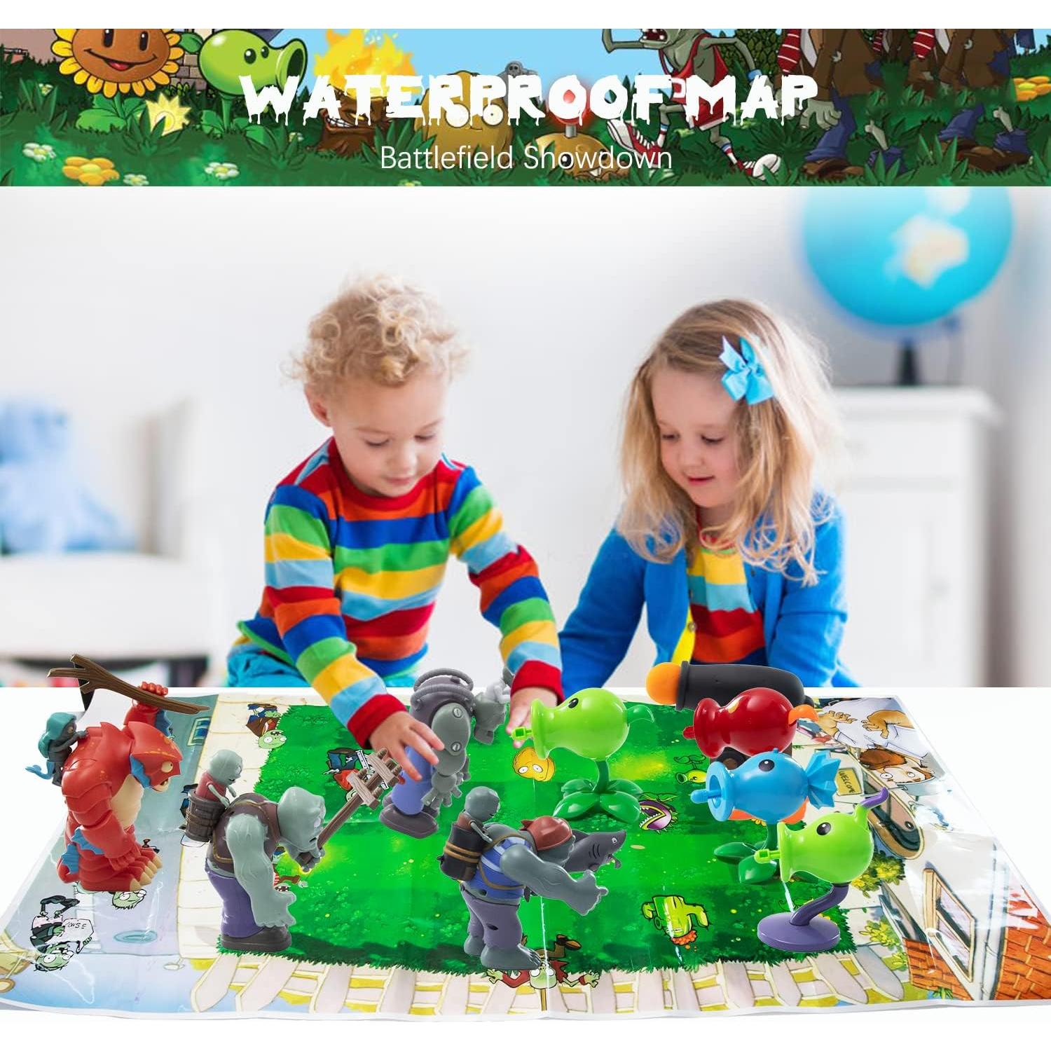 Set de Juguetes Plantas y Zombies Maikerry 9 Piezas con Mapa