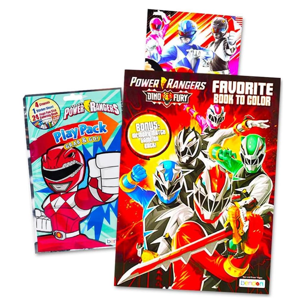 Set de Libros para Colorear Power Rangers - 2 Libros y Stickers