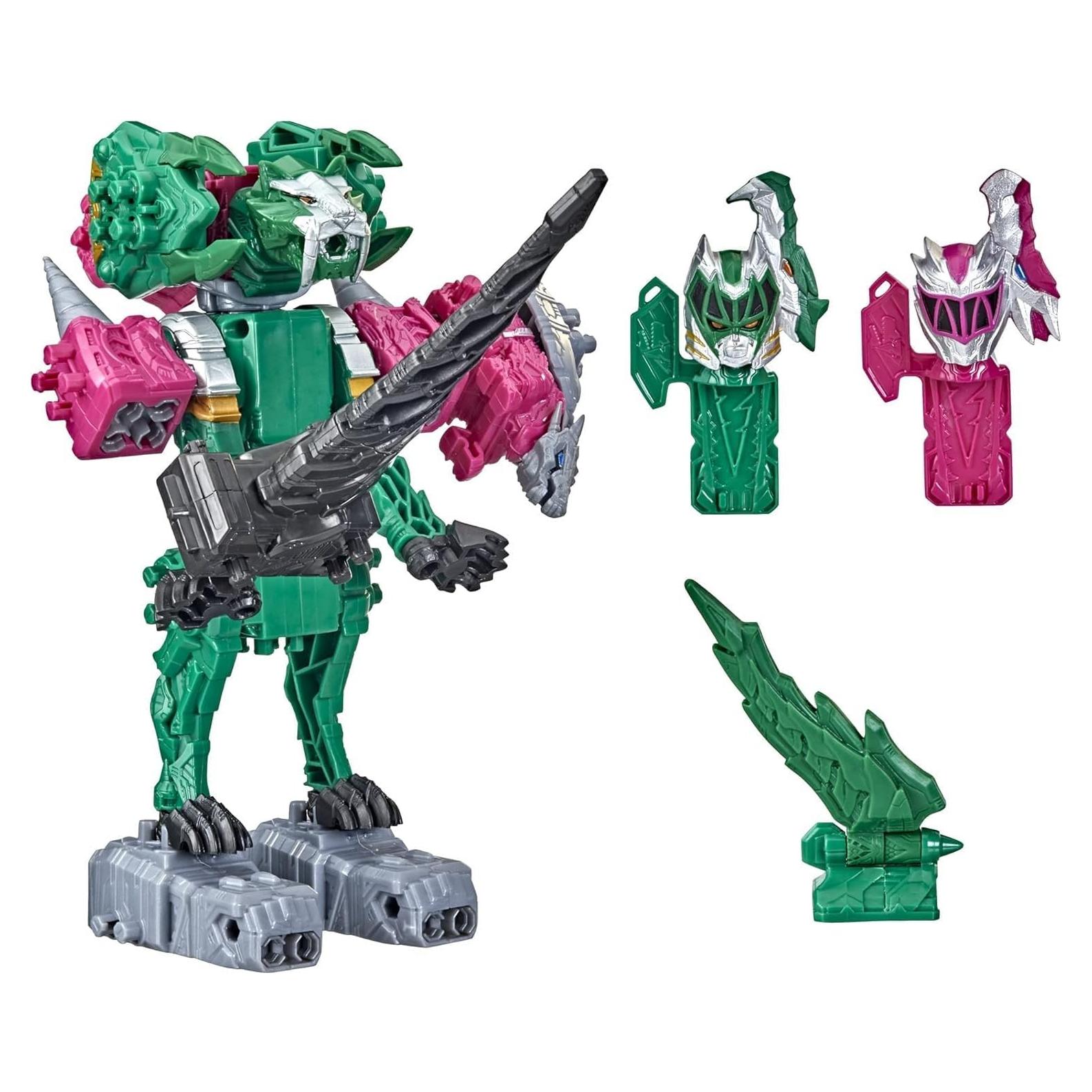 Power Rangers Dino Fury Martillo Ankylo y Garra Tigre Verde - Juguetes Hasbro para Niños 4+