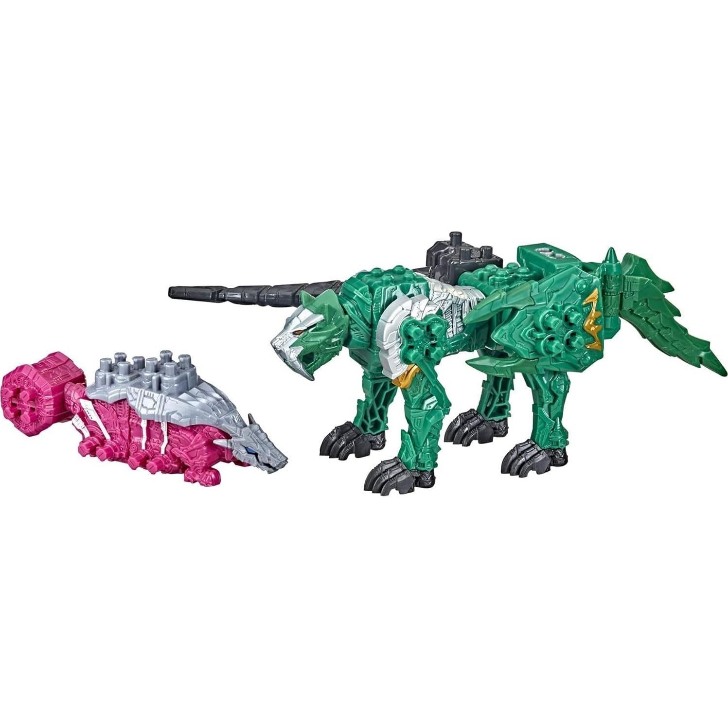 Power Rangers Dino Fury Martillo Ankylo y Garra Tigre Verde - Juguetes Hasbro para Niños 4+